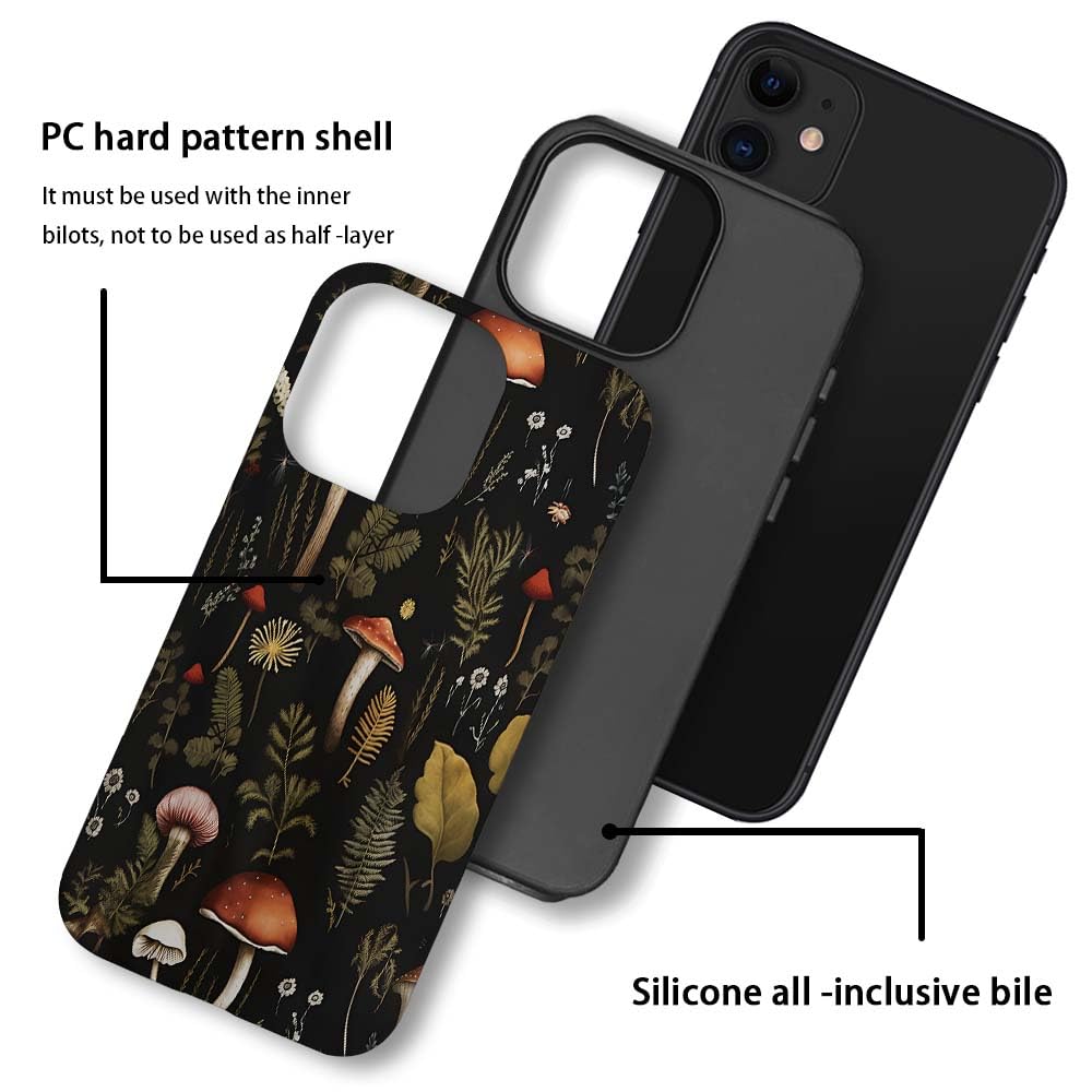 Seized Case Compatible With For Iphone 12,Vintage Mushroom Snail Daisy Leaf Phone Case For Girl Women Boy Men,Durable Protection