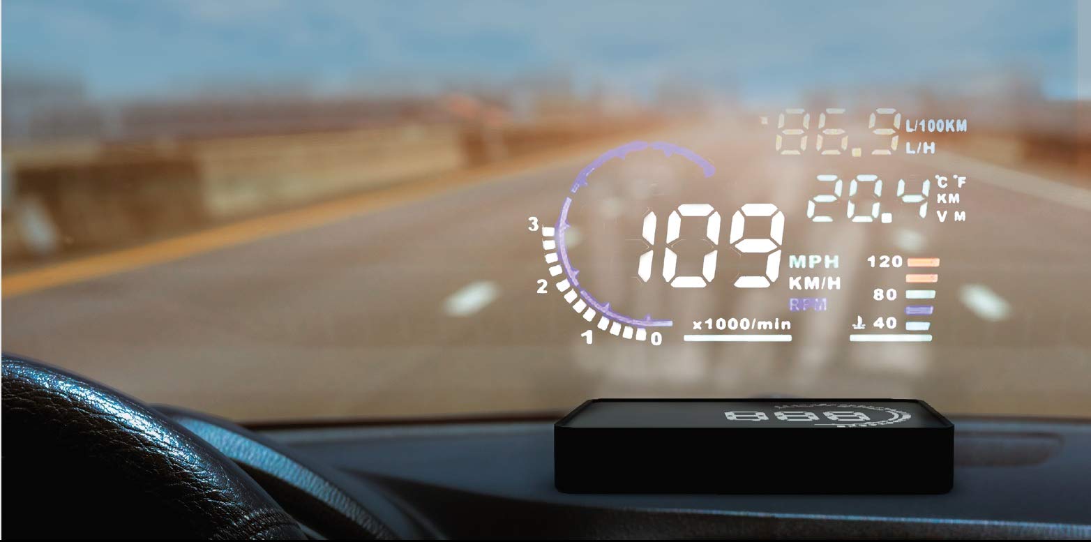 Lion Power Performance Universal Head Up Display (Hud) 5.5 Inch Projector Plug & Play For Obd Ii Made In Usa