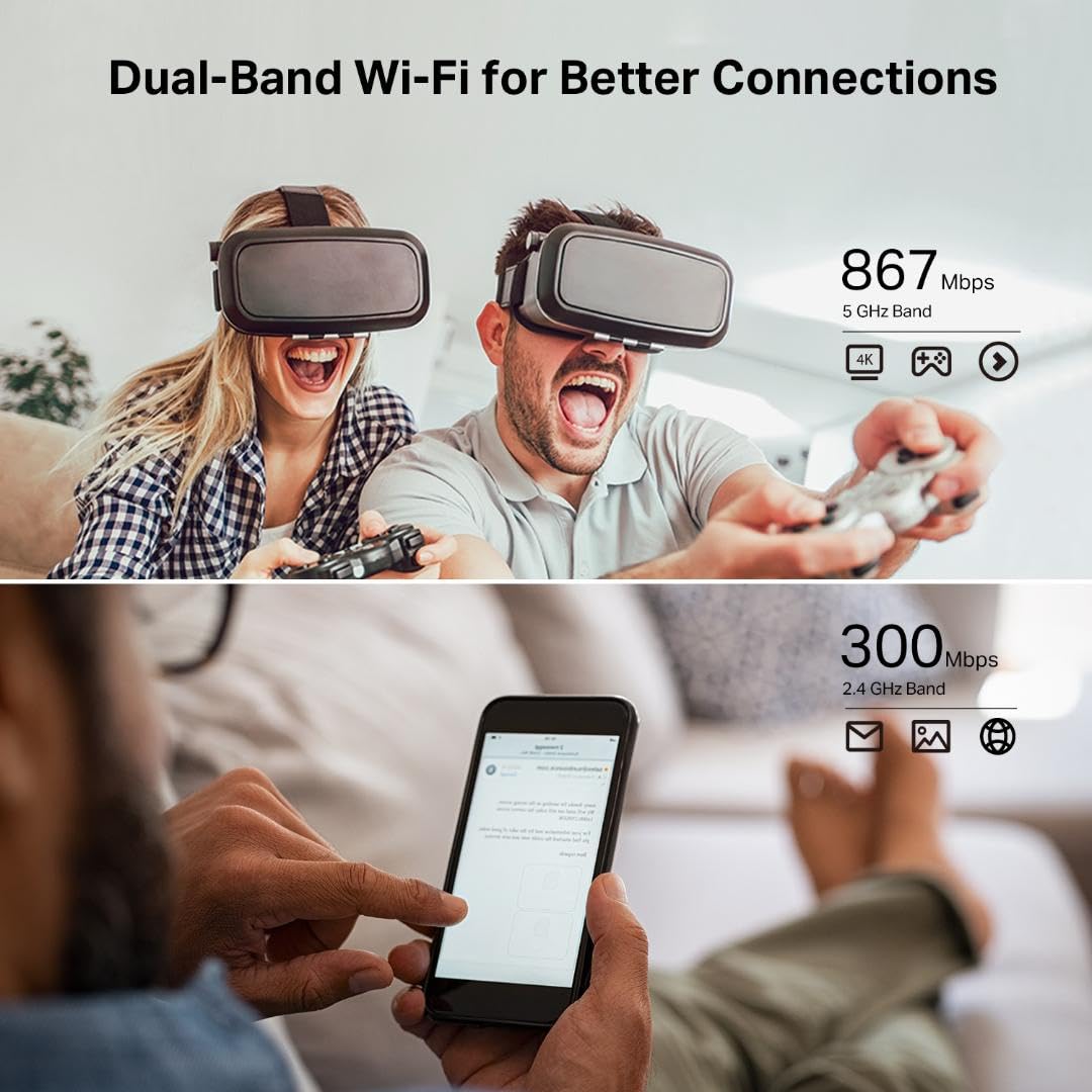 Tp Link Ac1200 Wifi Router (Archer A54)   Dual Band Wireless Internet Router, 4 X 10100 Mbps Fast Ethernet Ports, Supports Guest