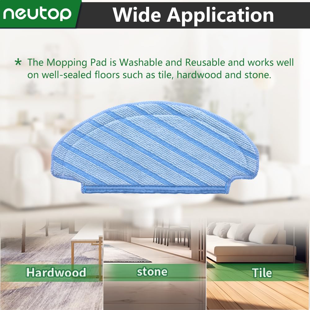 Neutop Replacement Washable Mopping Pads Compatible With Ecovacs Deebot T8, T8+, T8 Aivi, N8, N8 Pro/Pro+, N10 Plus, Robot Vacuu