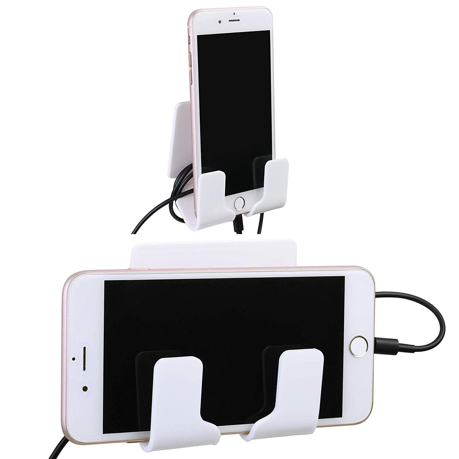 Txesign Adhesive Wall Phone Holder Mount For Smartphones Iphone External Battery Wall Holder Mount (White)