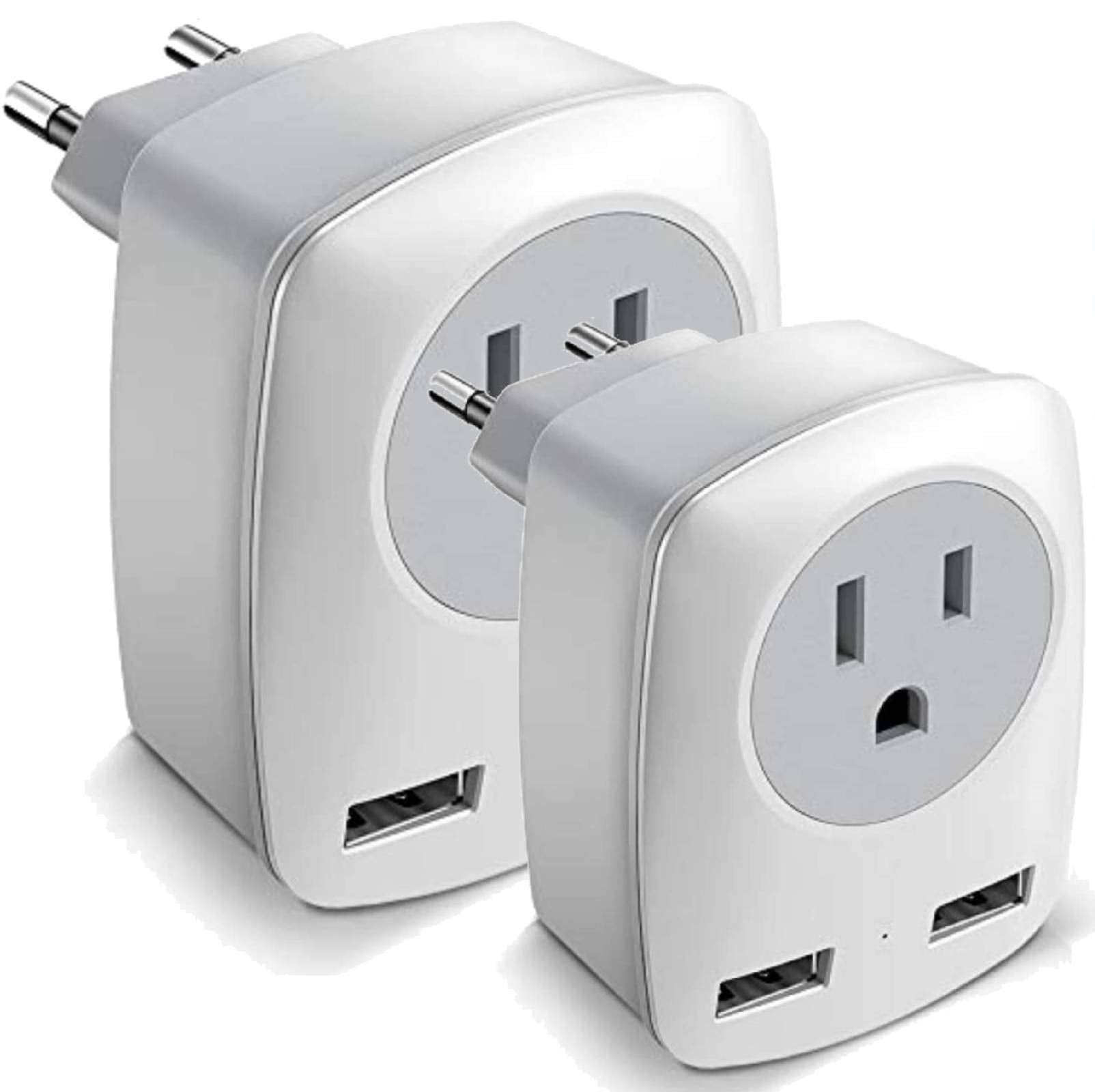2Pack European Travel Plug Adapter (Not For Uk), Us To Europe Power Outlet Converter, Usa To German Italy Spain France Greece Ic