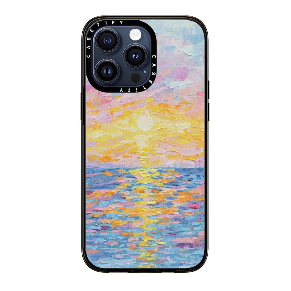 Casetify Compact Iphone 15 Pro Max Case [2X Military Grade Drop Tested / 4Ft Drop Protection]   Paint Prints   Frosted Sunset