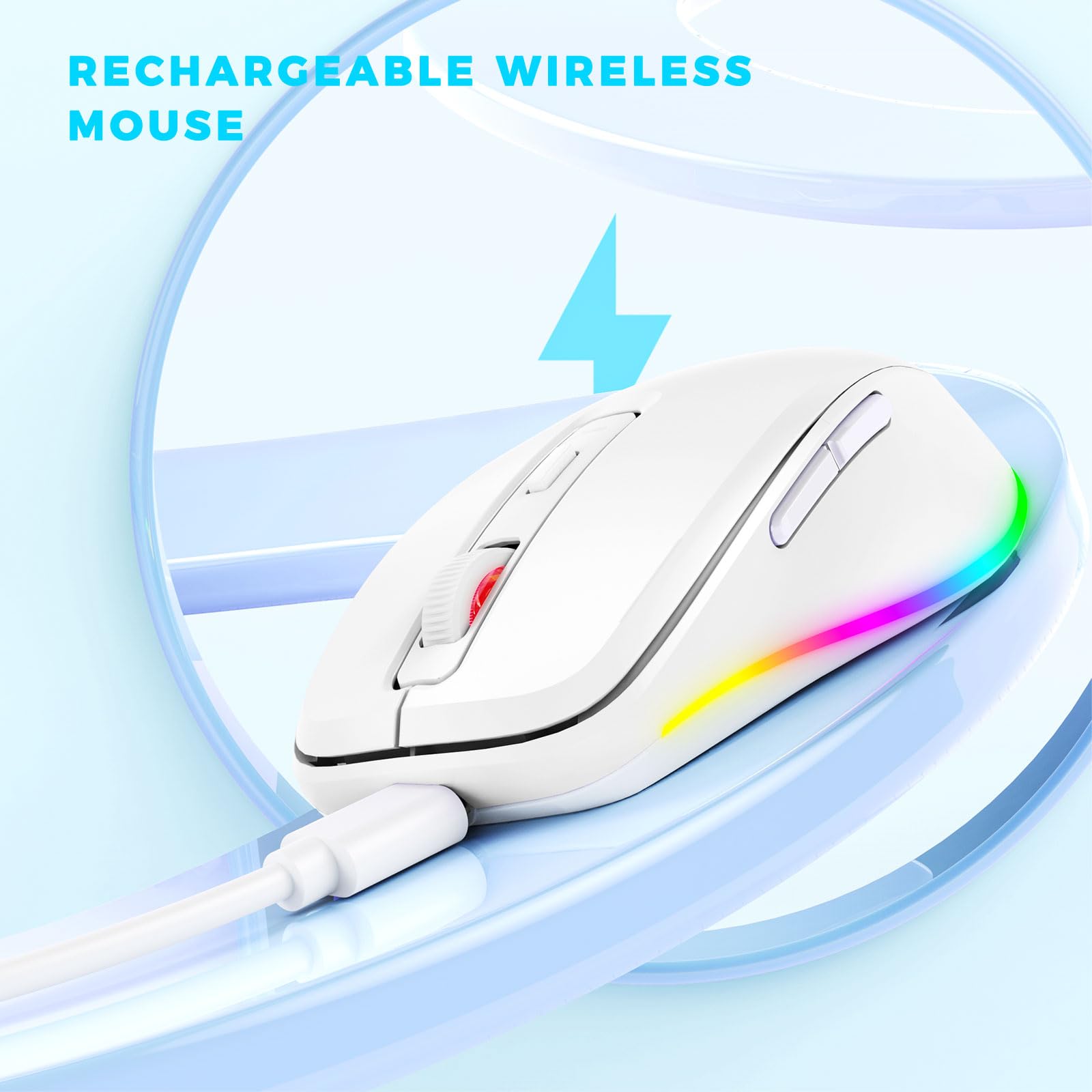 Peious Mouse For Laptop, Wireless Mouse Jiggler   Led Wireless Mice With Build In Mouse Jiggler Mover, Rechargeable Moving Mouse