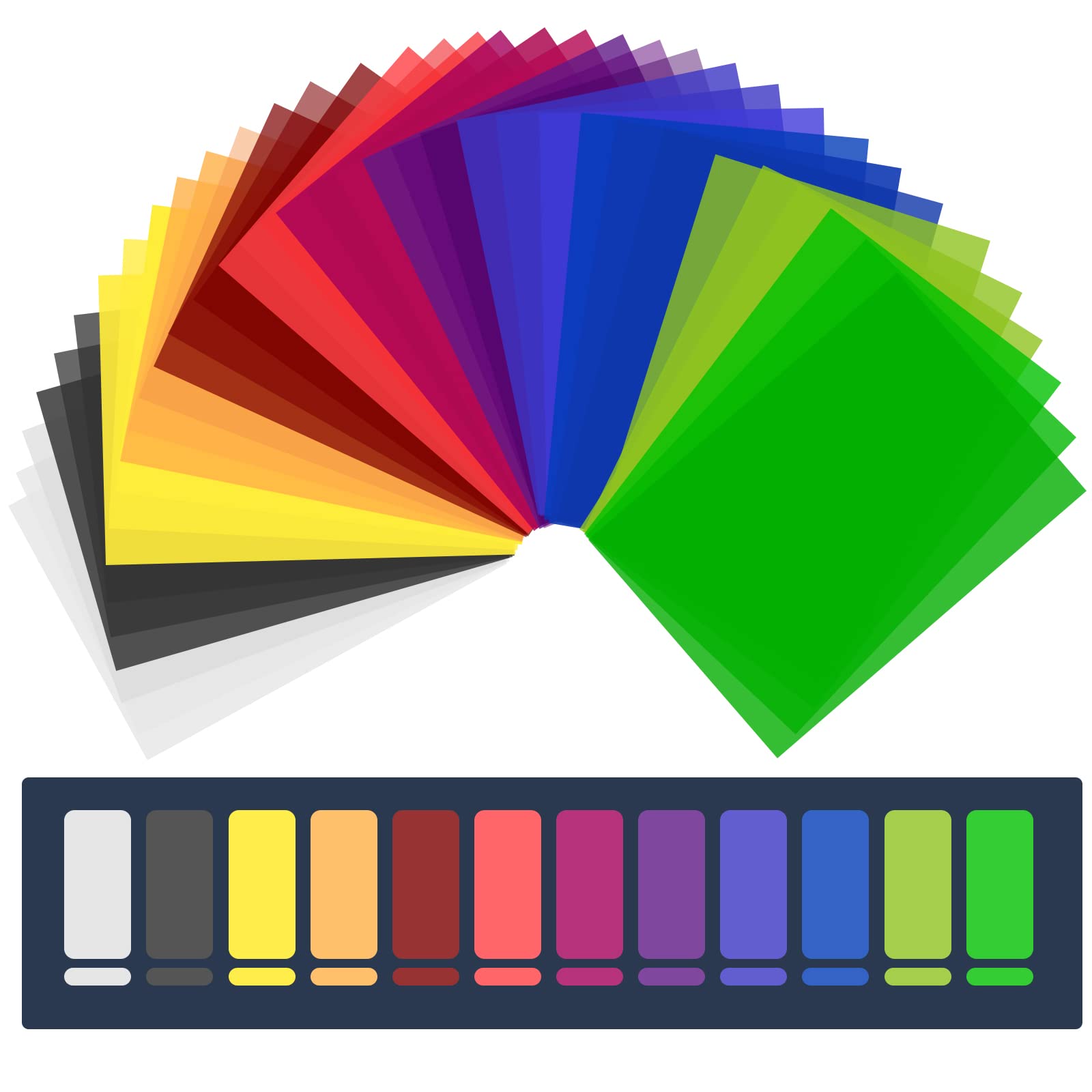 36 Pack Weinidasi Color Correction Gel Light Filter, Transparent Colour Filter Film, Colored Transparency Sheets, Color Correcti