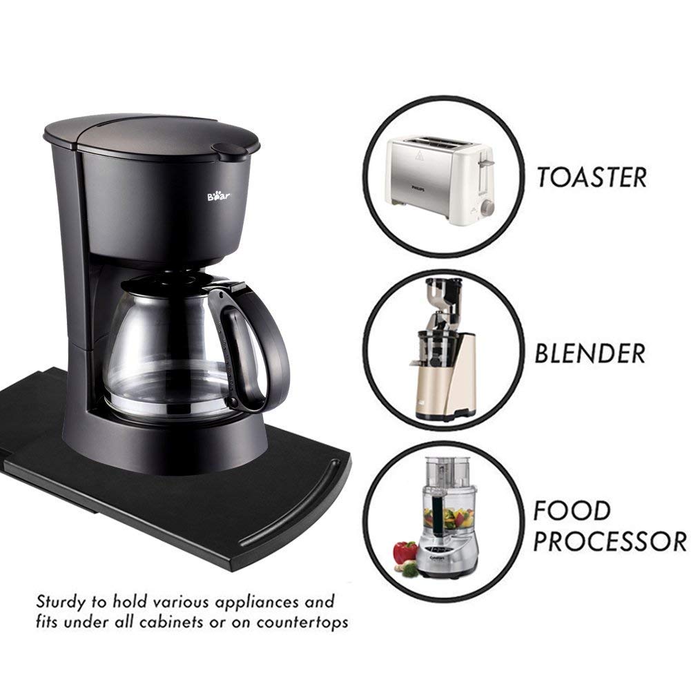Appliance Caddy Sliding Coffee Maker Tray, 12'' Coffee Pot Slider Machine Mat Under Countertop Rolling Tray For Blender Toaster