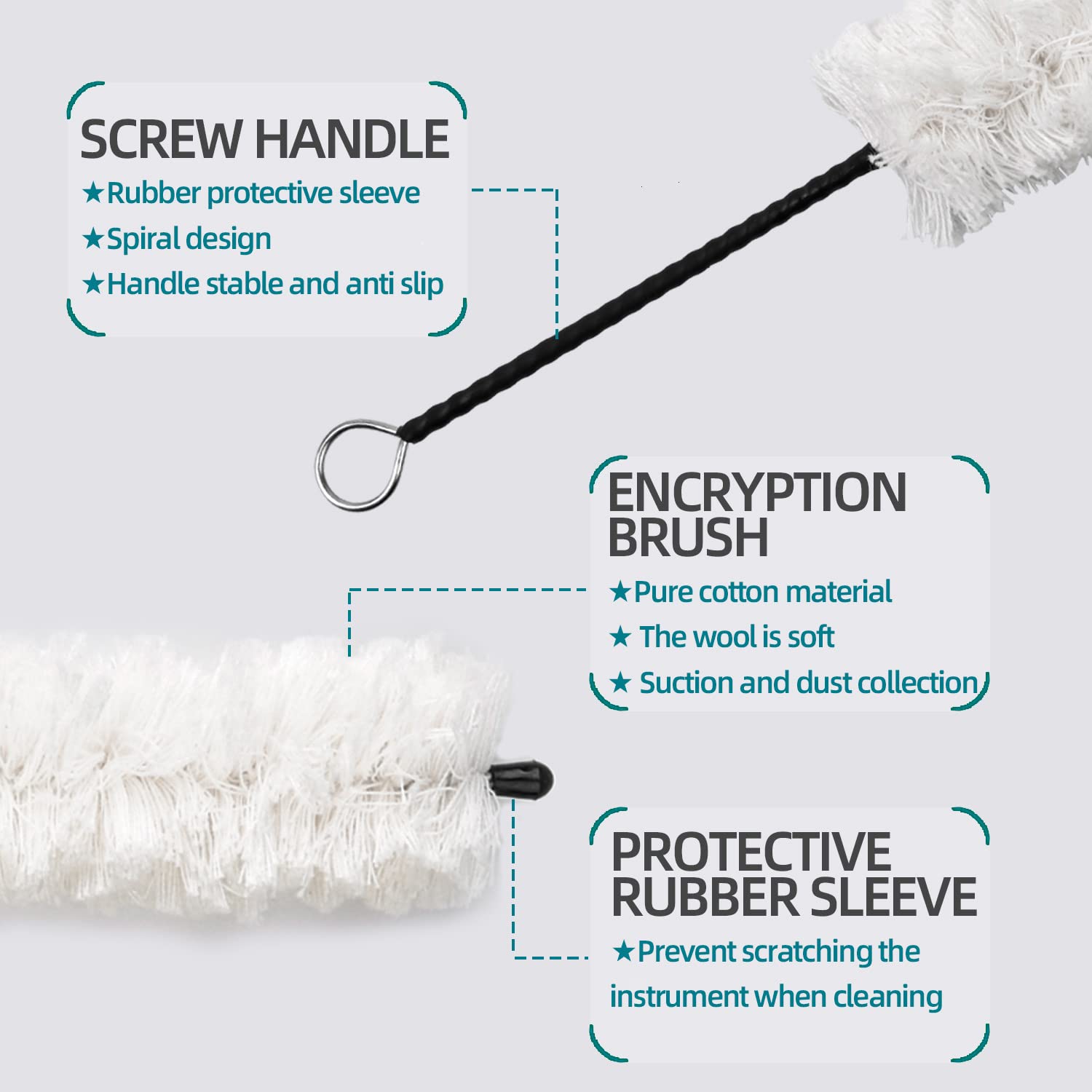 Flute Cleaning Kit Include 1Pc Cotton Cleaning Brush, Flute Swab, Double End Dust Brush,Flute Cleaning Rod, Screwdriver For Flut