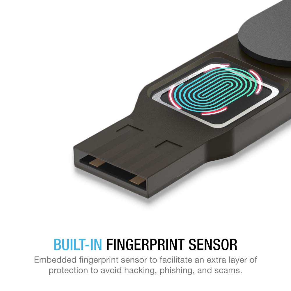 Thetis Fido2 Security Key Fingerprint Usb A, Two Factor Authenticator, Multi Layered Protection Hotp / U2F Compatible Windows, Macos, Gmail, Linux For Office Business   Black