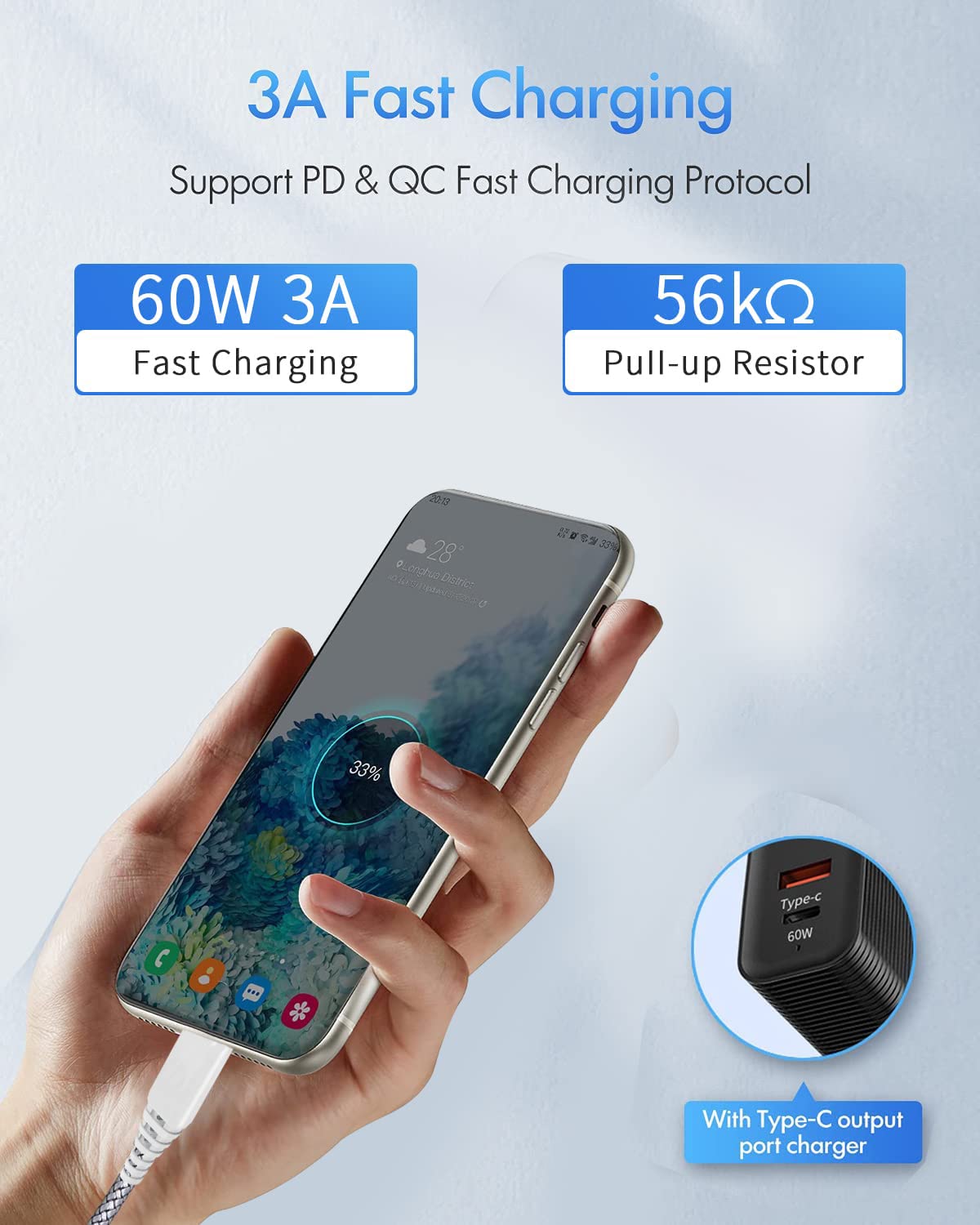 Long Usb C To Usb C Charger Cable 10Ft 2Pack Charging Cord For Samsung Galaxy S22 S23 S20 S21 Plus Ultra Fe 5G,Note 20/10,Note10