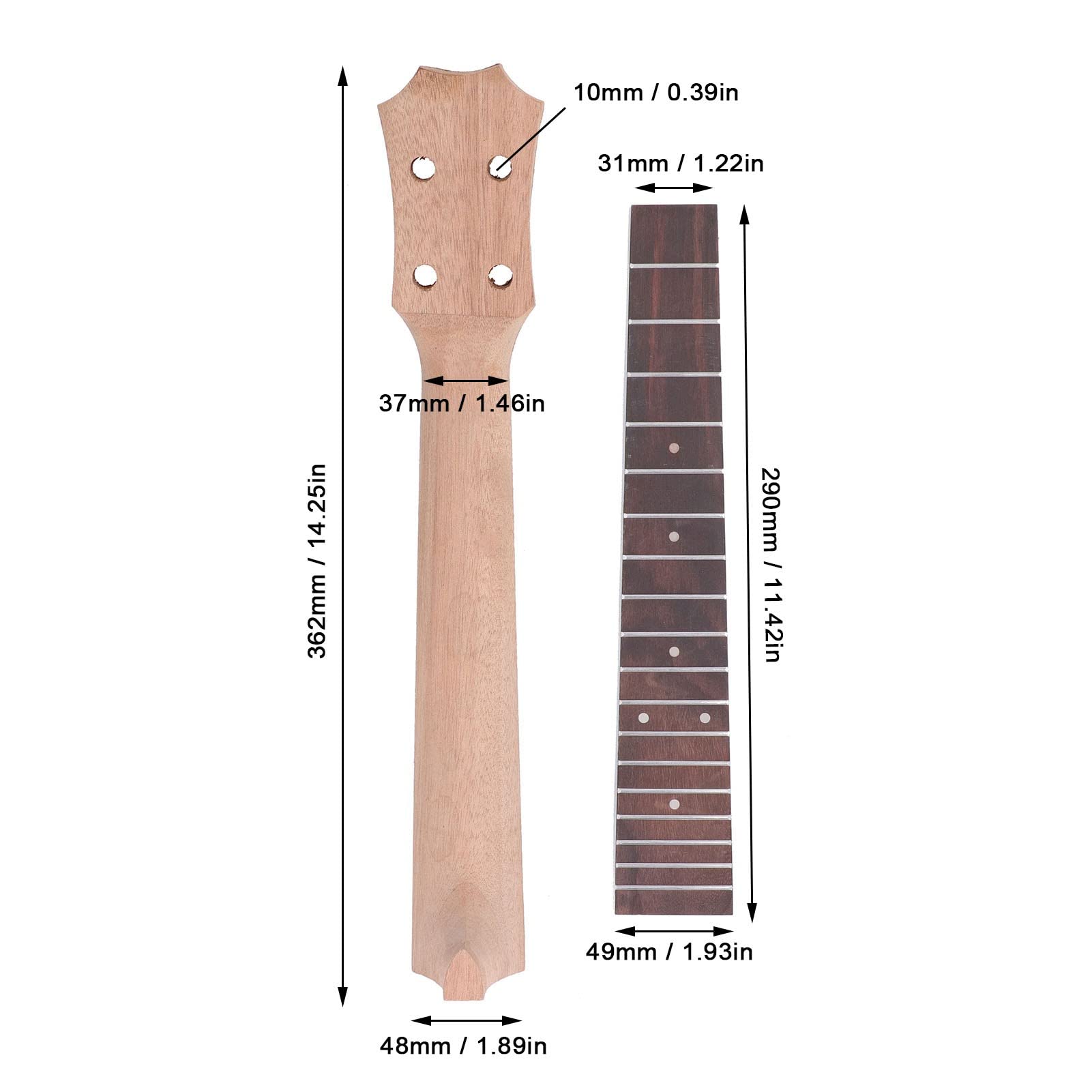 SPYMINNPOO 26in Rosewood Okoume Ukulele Fretboard and Neck Replacement - Brown Ukulele Accessories