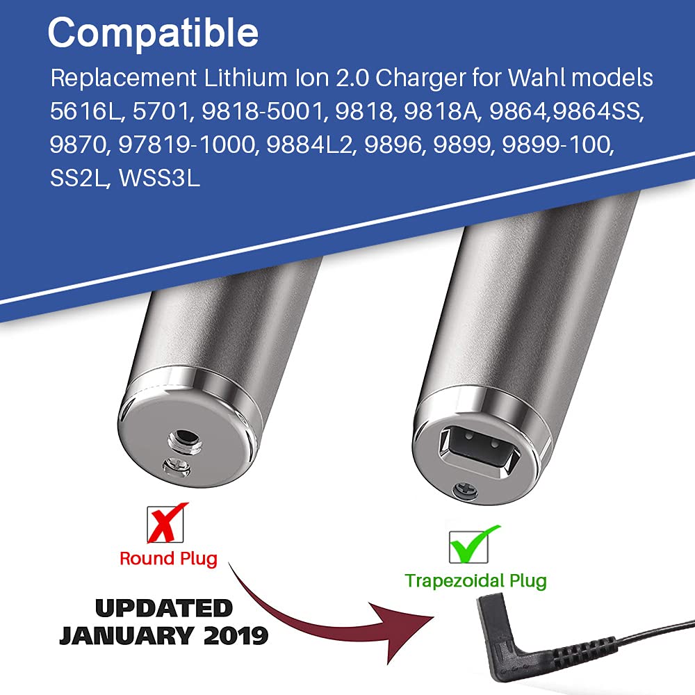 Fouceclaus Power Adapter Charger For Wahl Trimmer Models 9864Ss, Ss2L, Wss3L, 9818A, 5616L, 5701, 9818-5001, 9864, 9870, 9884L2,