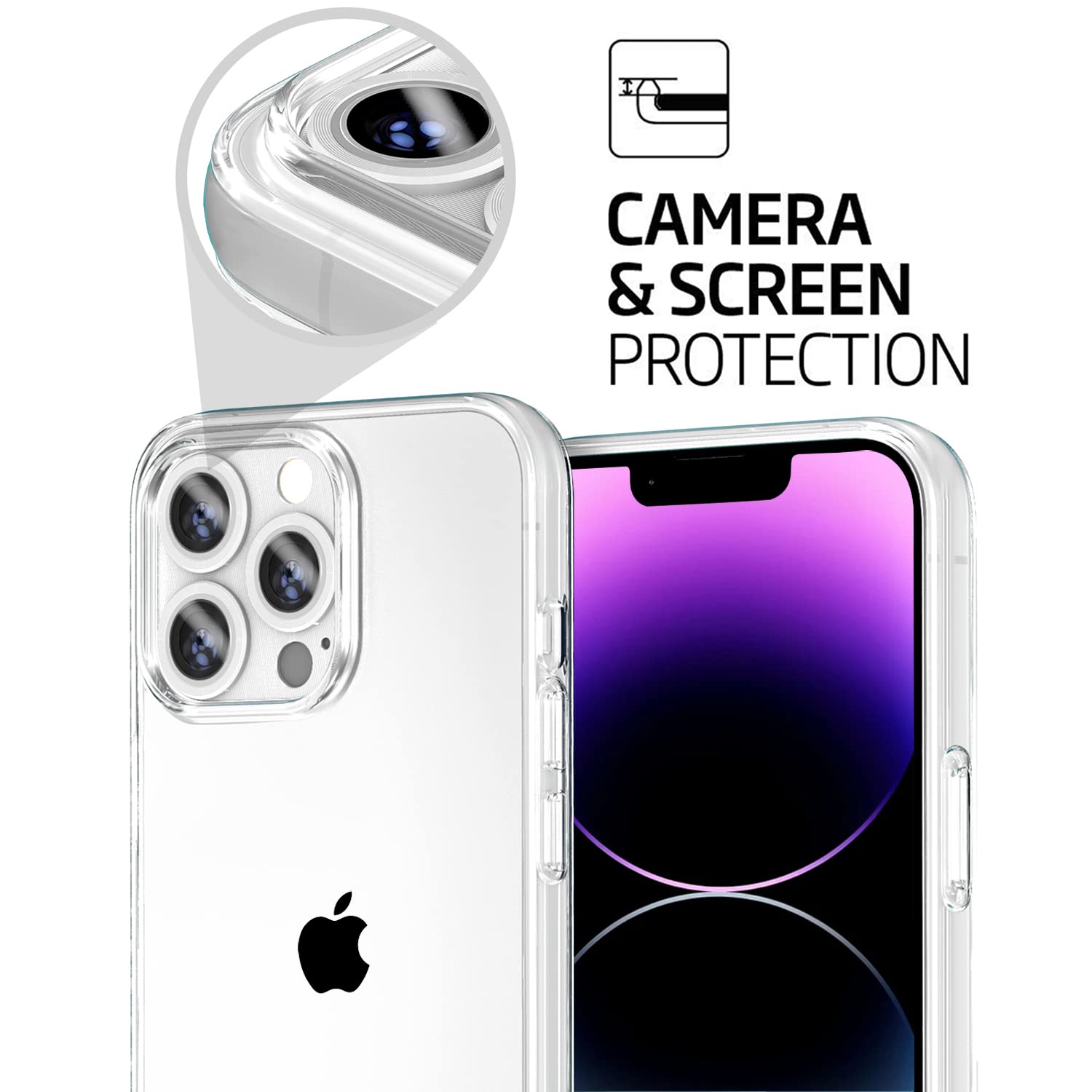 Tenoc Phone Case Compatible With Iphone 14 Pro, Clear Case Shockproof Protective Bumper Slim Cover For 6.1 Inch