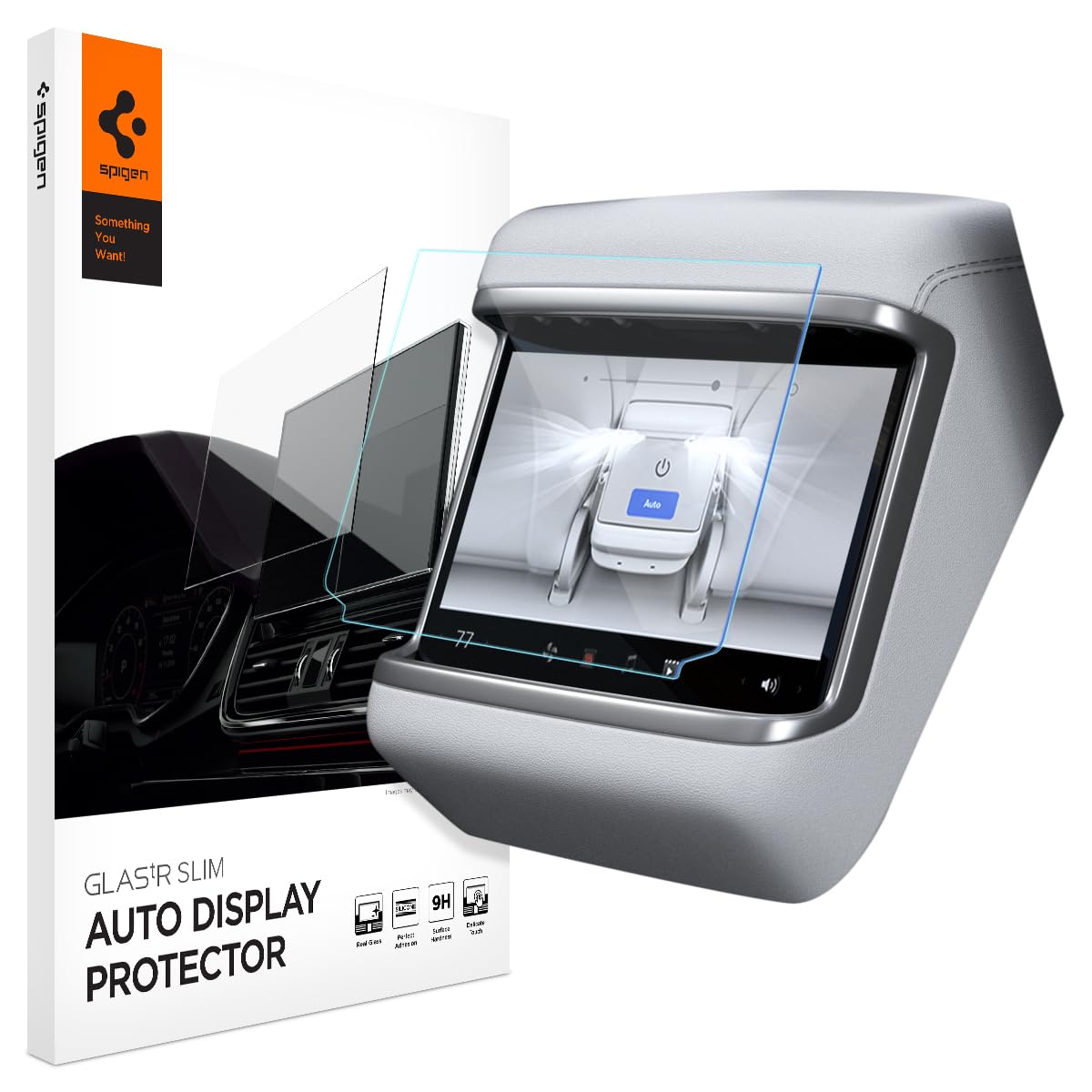 Spigen Tempered Glass Screen Protector [Glastr Slim] Designed For Tesla Model S (2023/2024/2025), Tesla Model X (2023/2024/2025) 9.4 Inch Rear Touchscreen - Matte/Anti Finger Print