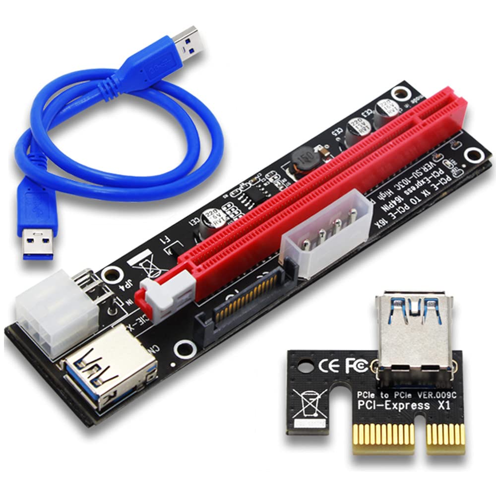 Jacobsparts Pci E 1X To 16X Powered Usb3.0 Gpu Riser Extender Adapter Card