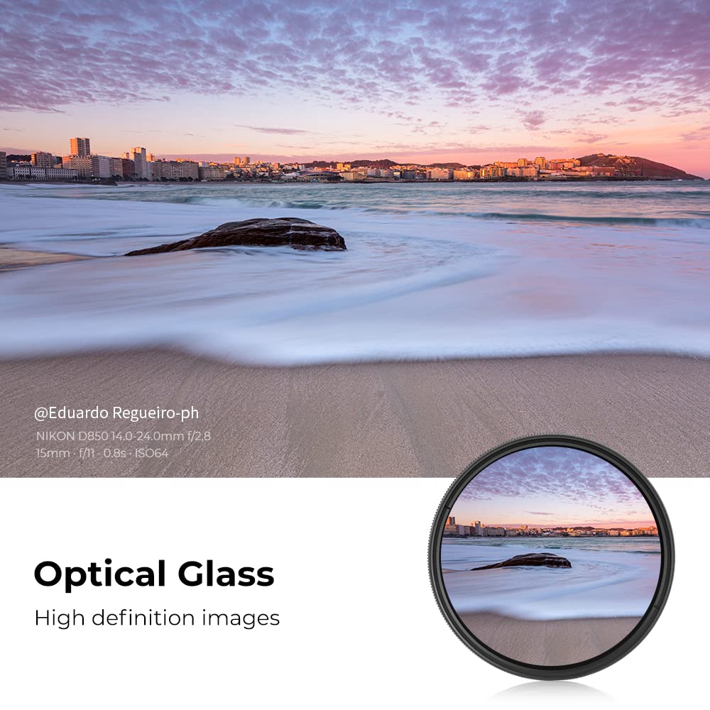 K&F Concept 46Mm Variable Nd2 Nd400 Nd Lens Filter (1 9 Stops) For Camera Lens, Adjustable Neutral Density Filter With Microfibe