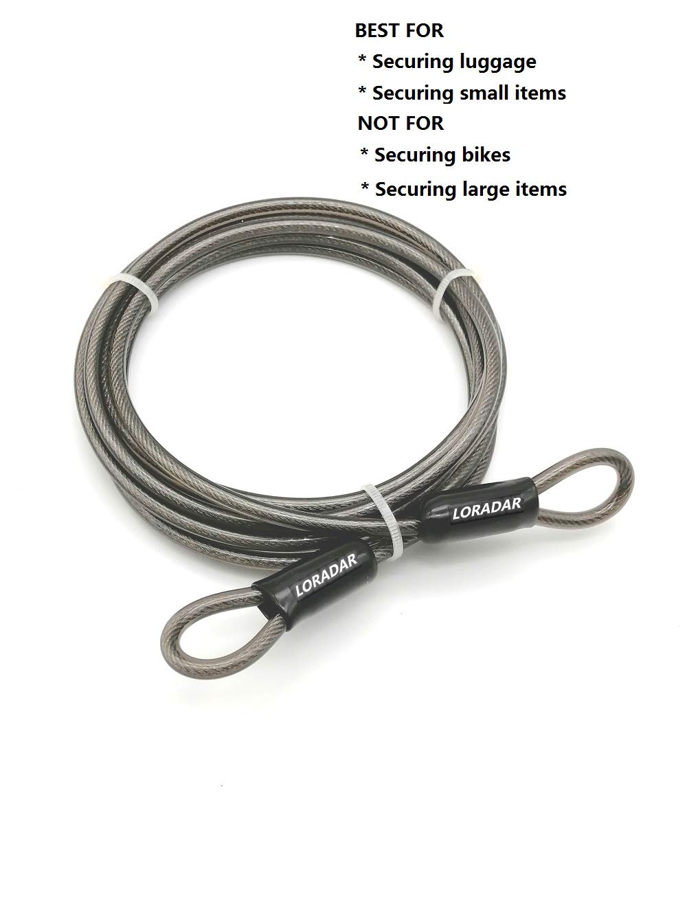 Loradar 4Mm Thick(5/32'') 7Ft,15Ft,30Ft Braided Steel Coated Security Thin Cable Anti Lost Steel Cable Luggage Lock Safety Cable