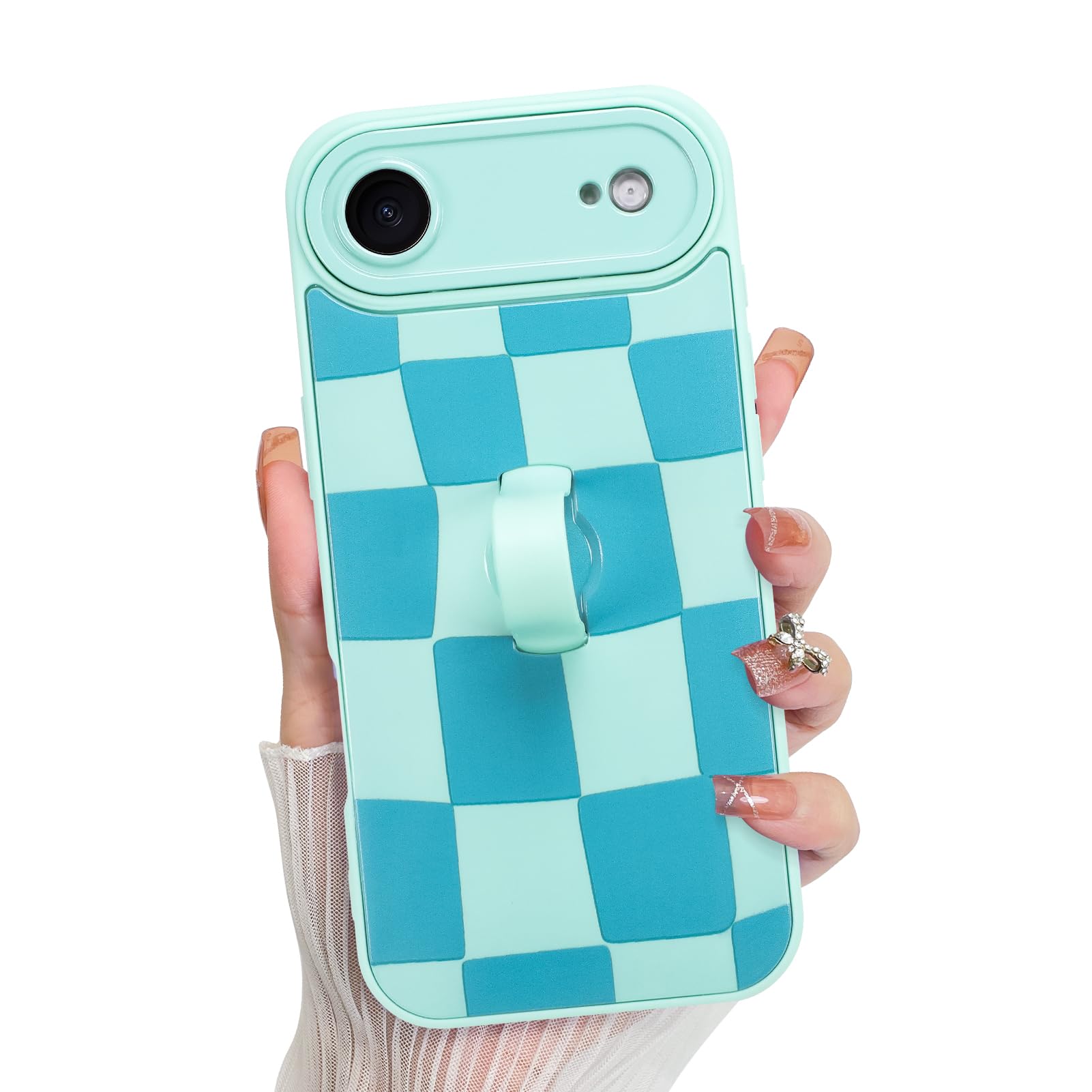 KANGHAR Compatible with iPhone Air Case 2025, Silicone Spot Cute Pattern, Wristband Kickstand Camera Protection Soft Slim Cover 