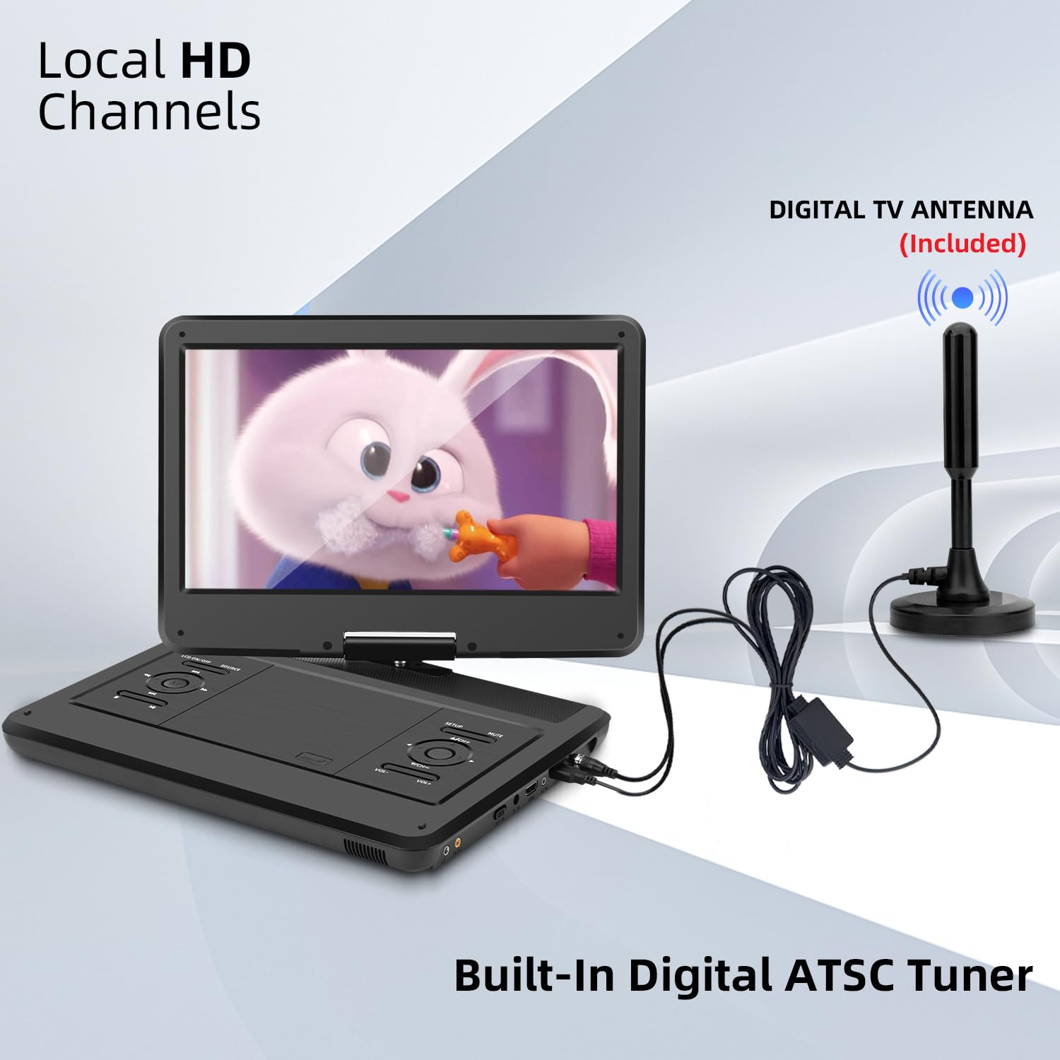 Feihe 16.5'' Portable Tv/Dvd Player Combo With 14.0'' Large Hd Swivel Led Screen And Digital Tv Atsc Tuner/Hdmi/Usb/Av/Audio, Bu