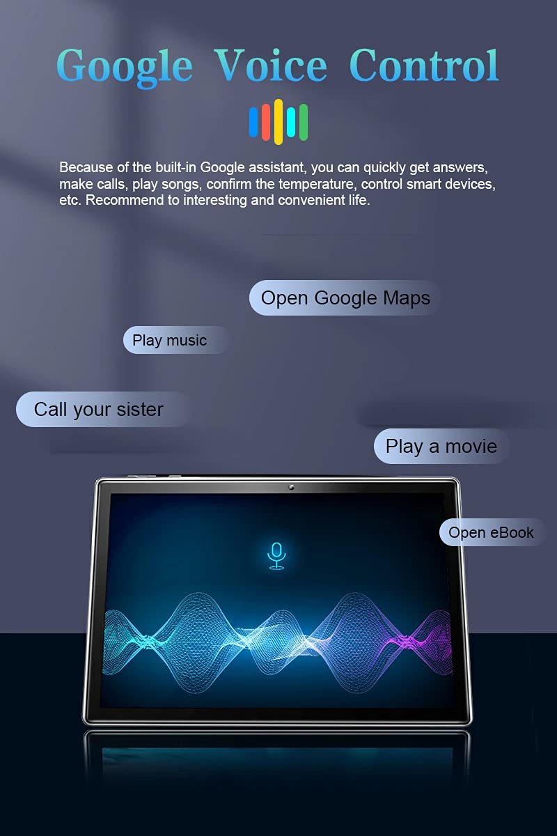 Tablet 10 Inch Android Tablet Pc, 10.1'' Touch Screen Quad Core Processor 4Gb Ram 32Gb Rom 2Mp+8Mp Dual Camera,Wifi Bluetooth 1T