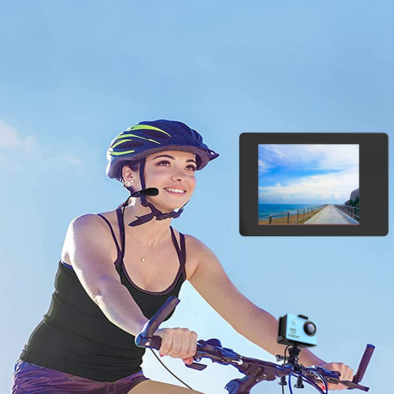 Vemont Action Camera, 1080P 12Mp Sports Camera Full Hd 2.0 Inch Action Cam 30M/98Ft Underwater Waterproof Camera With Mounting Accessories Kit