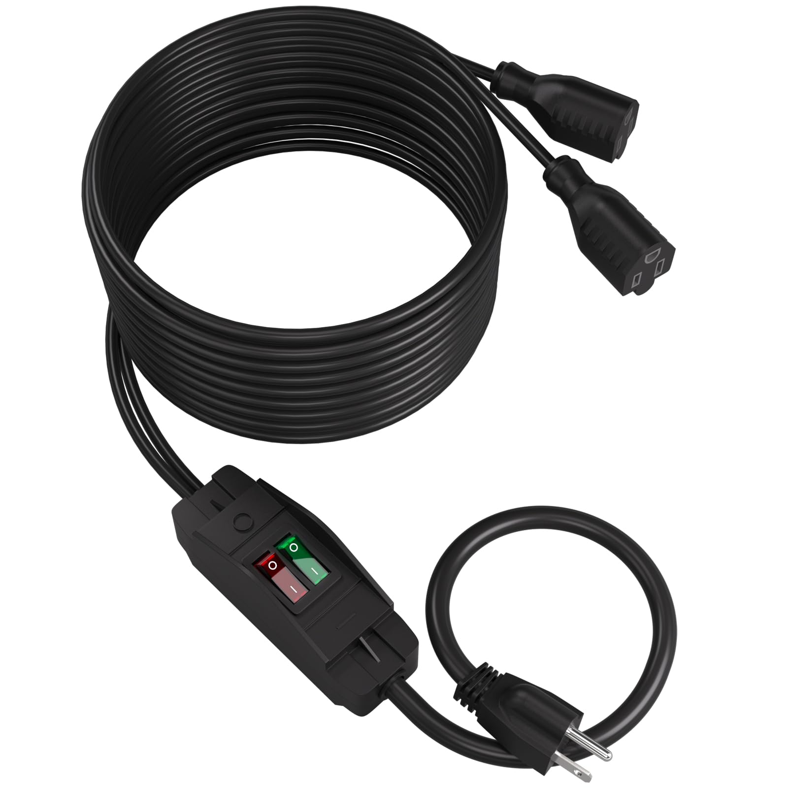 Starelo 2 Way 3 Prong Extension Cord With On/Off Switch,3 Prong,Y Splitter, Pimary 14Awg 15A/125V And Secondary 18Awg 10A/125V W