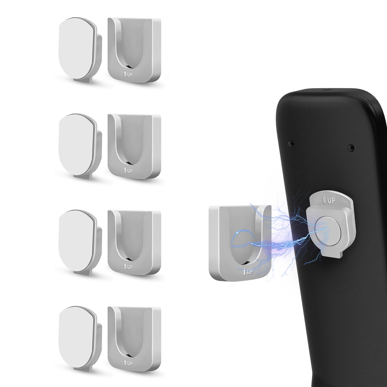 4 Piece Magnetic Remote Control Holder Wall Mount   Self Adhesive Suitable For Tv Backside As Well As Tv Fan And Air Conditioner
