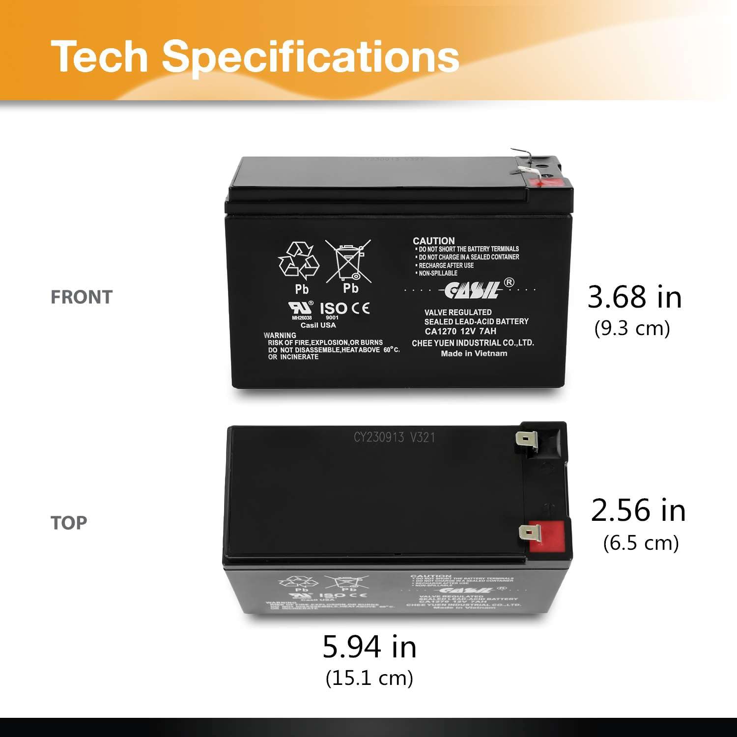 Casil 12V 7Ah Ca1270 Ups Battery For Alarm Systems, Verizon Fios +More!