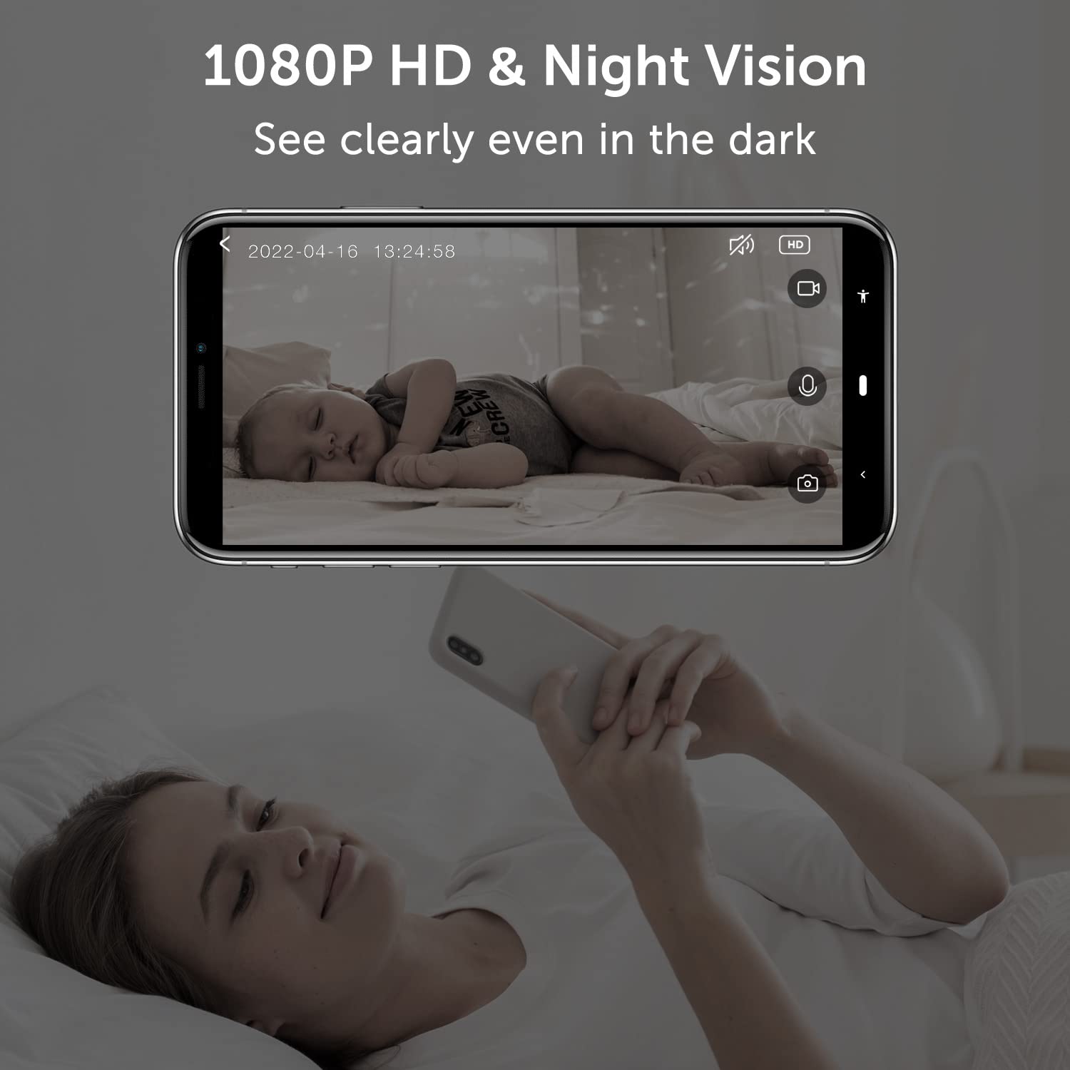 Eco4Life   Smart Wifi Indoor Home Security Pet Baby Monitor Camera With Phone App, Night Vision, Two Way Audio, Motion Detection