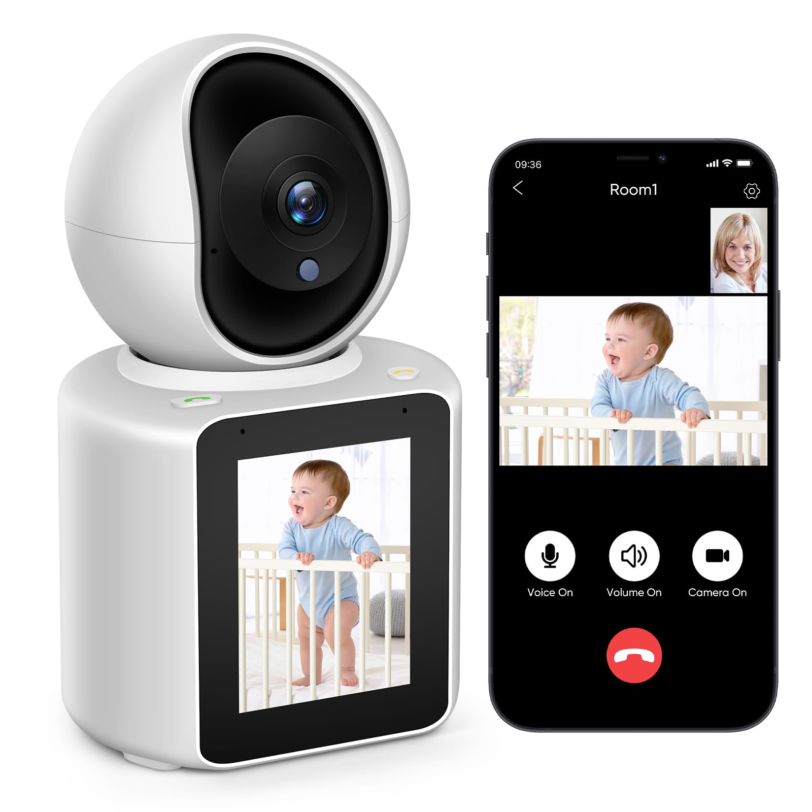 2K Two Way Video/Audio Indoor Camera, Child/Elder/Dog/Pet Camera With Phone App, 2K Home Security Camera With Pan Tilt, Night Vi