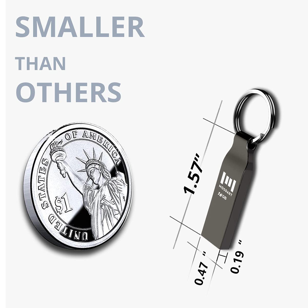 Mosdart 16Gb Metal Usb 2.0 Flash Drive 10 Pack Bulk Waterproof 16G Thumb Drive Jump Drive Pen Drive Memory Stick With Keychain,T