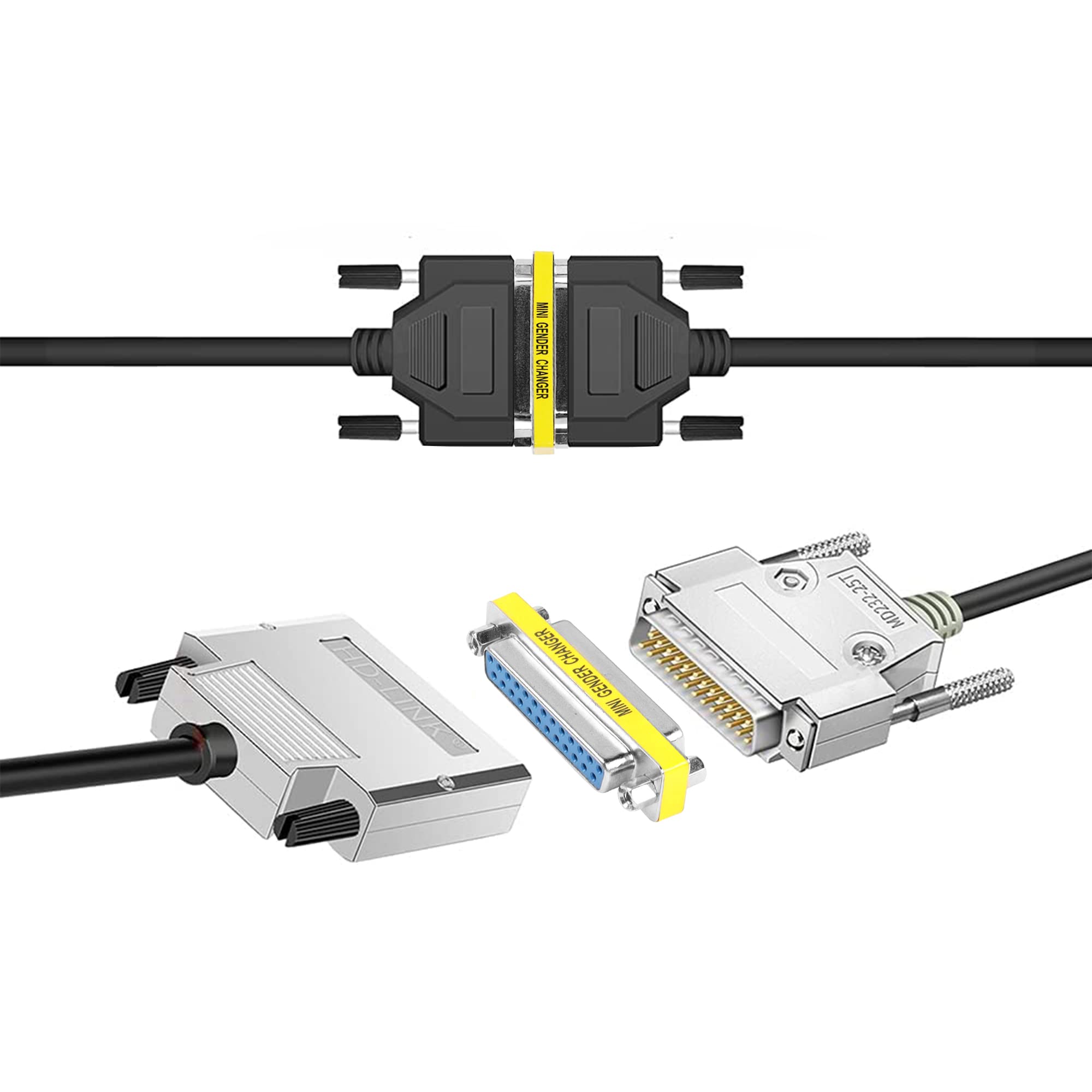 Meiriyfa Db25 25 Pin Gender Changer D Sub 25Pin Coupler Serial Cable Gender Changer Rs232 Vga Adapter Connetor For Applications Pack Of 2 (Female To Female)