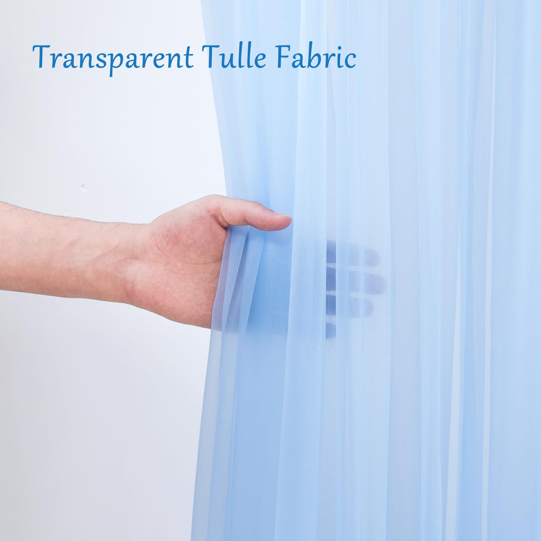 10X10 Blue Tulle Backdrop Curtains For Parties, Sheer Backdrop Curtain Wedding Photo Backdrop Drapes For Baby Shower Photography