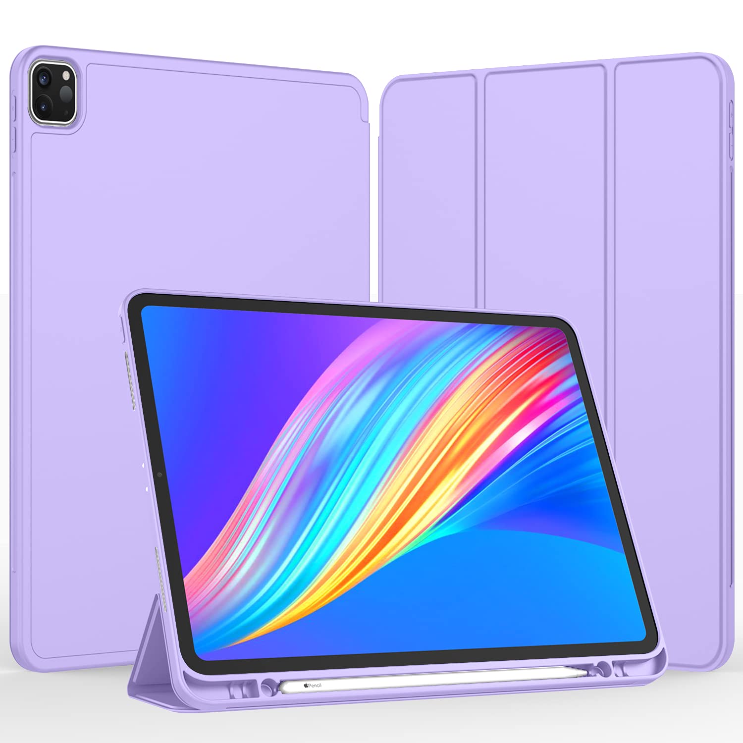 iMieet iPad Pro 11 Case 2022/2021, Clove Purple, Trifold Stand, Soft TPU, Auto Wake/Sleep, Pencil Holder, Compatible with 2nd