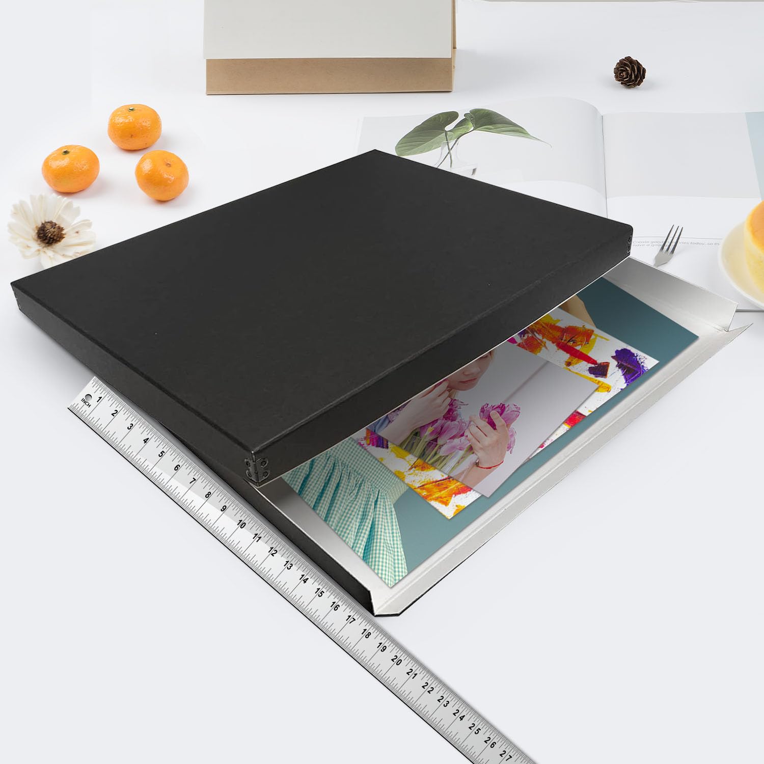 Lineco, 17X22 Black Museum Archival Storage Box, Drop Front Design. Acid Free With Metal Edge. Preserves Picture Longevity, Organize Photos Or Documents, Crafts, Diy.