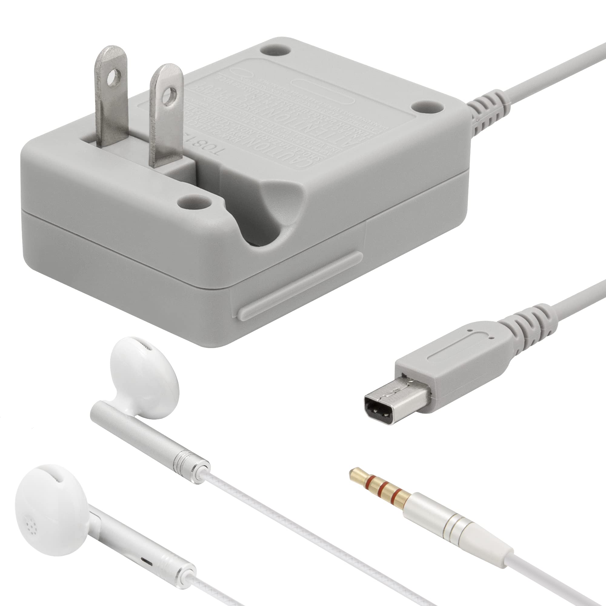 Funturbo 3DS Charger & Earbuds Kit - AC Power Adapter Charging Cable for Nintendo 3DS/3DS XL/2DS/2DS XL/DSi XL