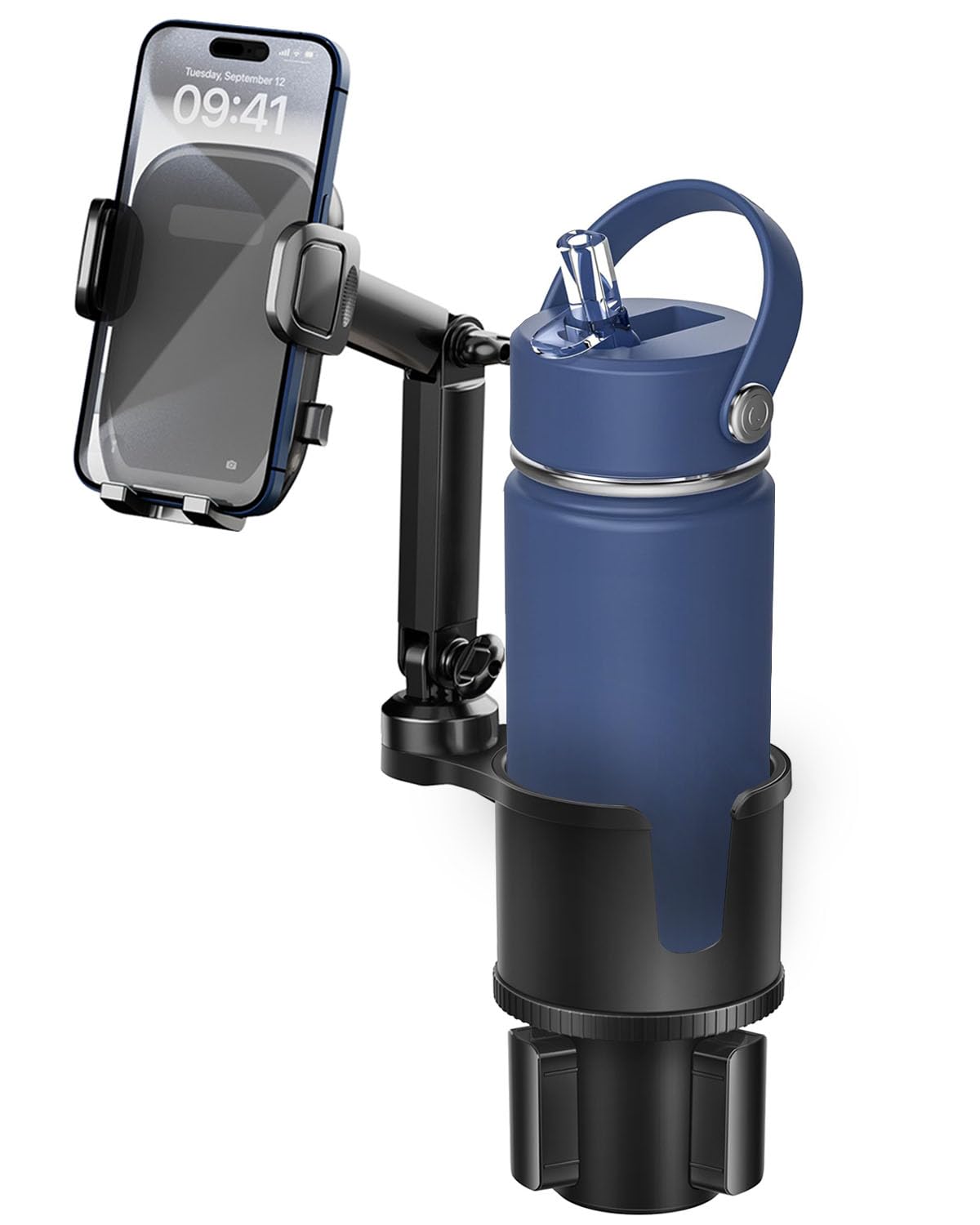 Cup Phone Holder For Car With Expandable Base, 2 In 1 Adjustable Hands Free Cell Phone Holders Car Cupholder Mount, Friendly Fit