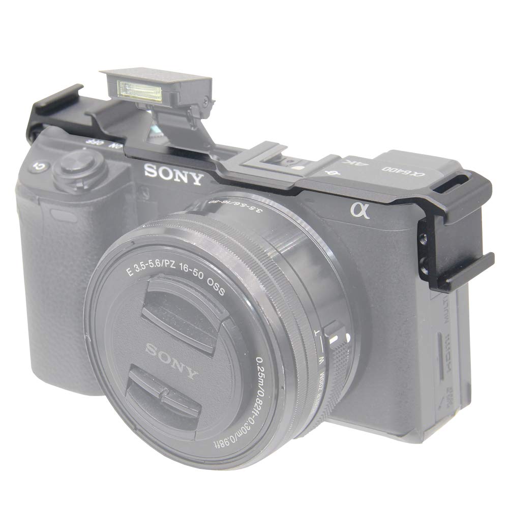 Dual Cold Shoe Adapter Relocation Plate, Easy Hood Microphone Extension Cold Shoe Mount Bracket For Sony Alpha A6400 Ilce 6400 C
