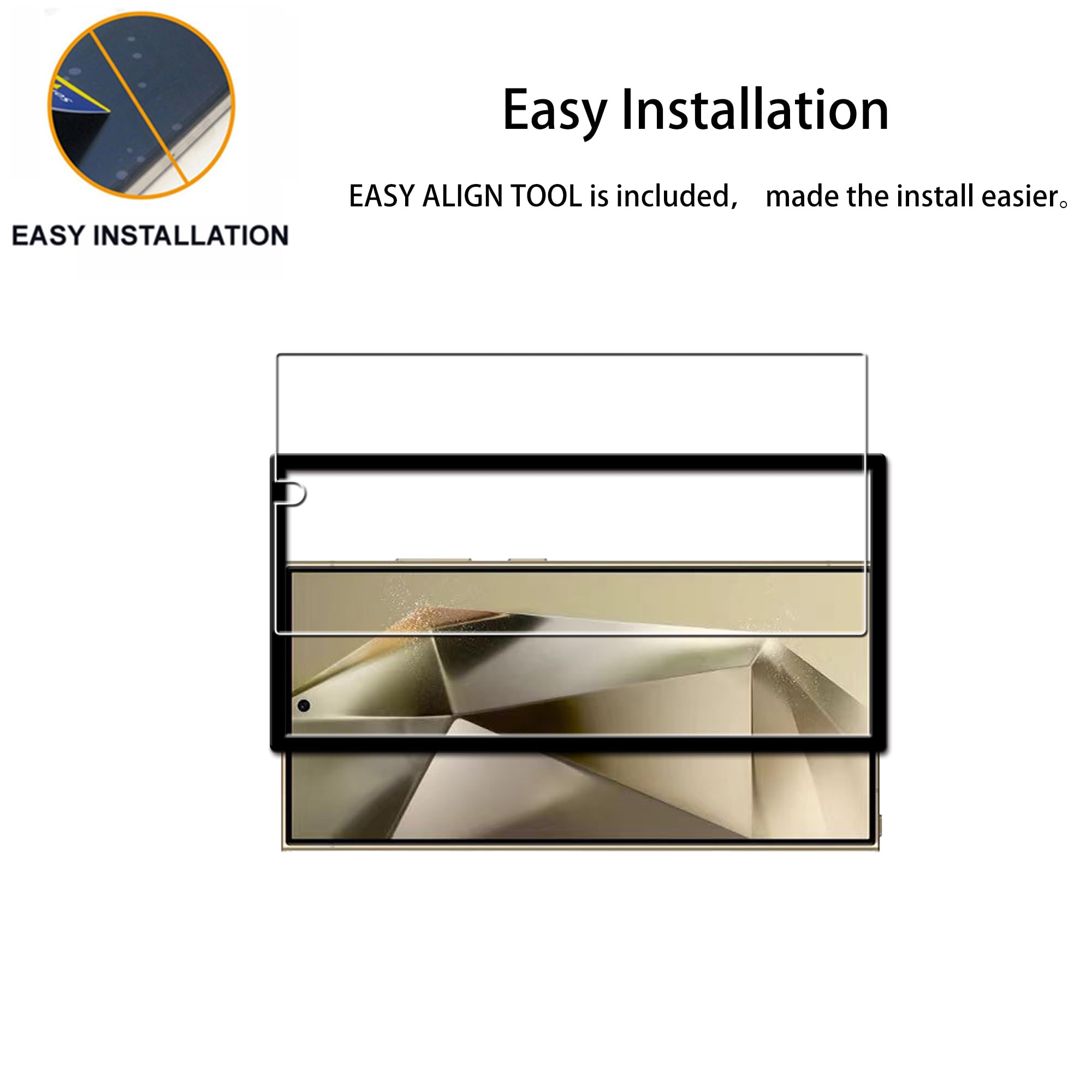 Hkkais Screen Protector For Samsung Galaxy S24 Ultra 5G Tempered Glass 2 Pack Camera Lens Protector Film With Easy Alignment Too