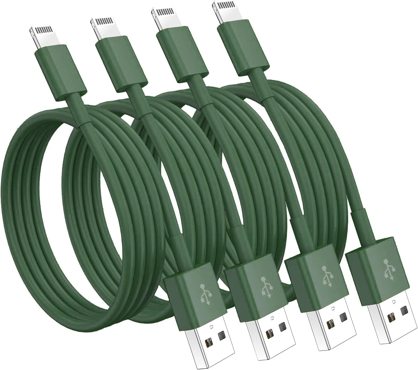 4 Pack [Apple Mfi Certified] Apple Charging Cables 1Ft, Iphone Chargers Lightning Cable 1 Foot, Fast Iphone Charging Cord For Iphone 14/14Pro/13/13Pro/12/11/11Pro/11Max/ X/Xs/Xr/Xs Max/8, Ipad(Green)