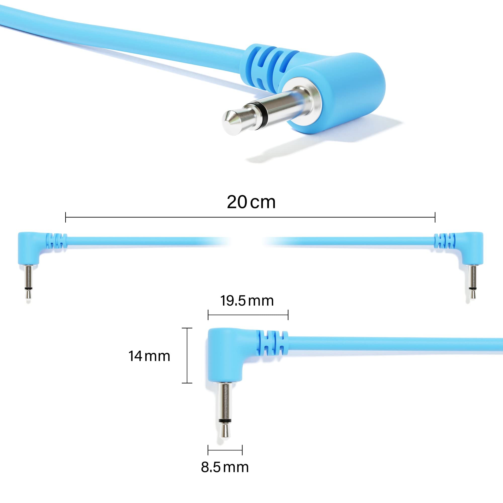 Excelvalley   6A Pack   Right Angle Mono Modular Patch Cables   3.5Mm 1/8'' Eurorack Synthesizer [10Cm 4'']