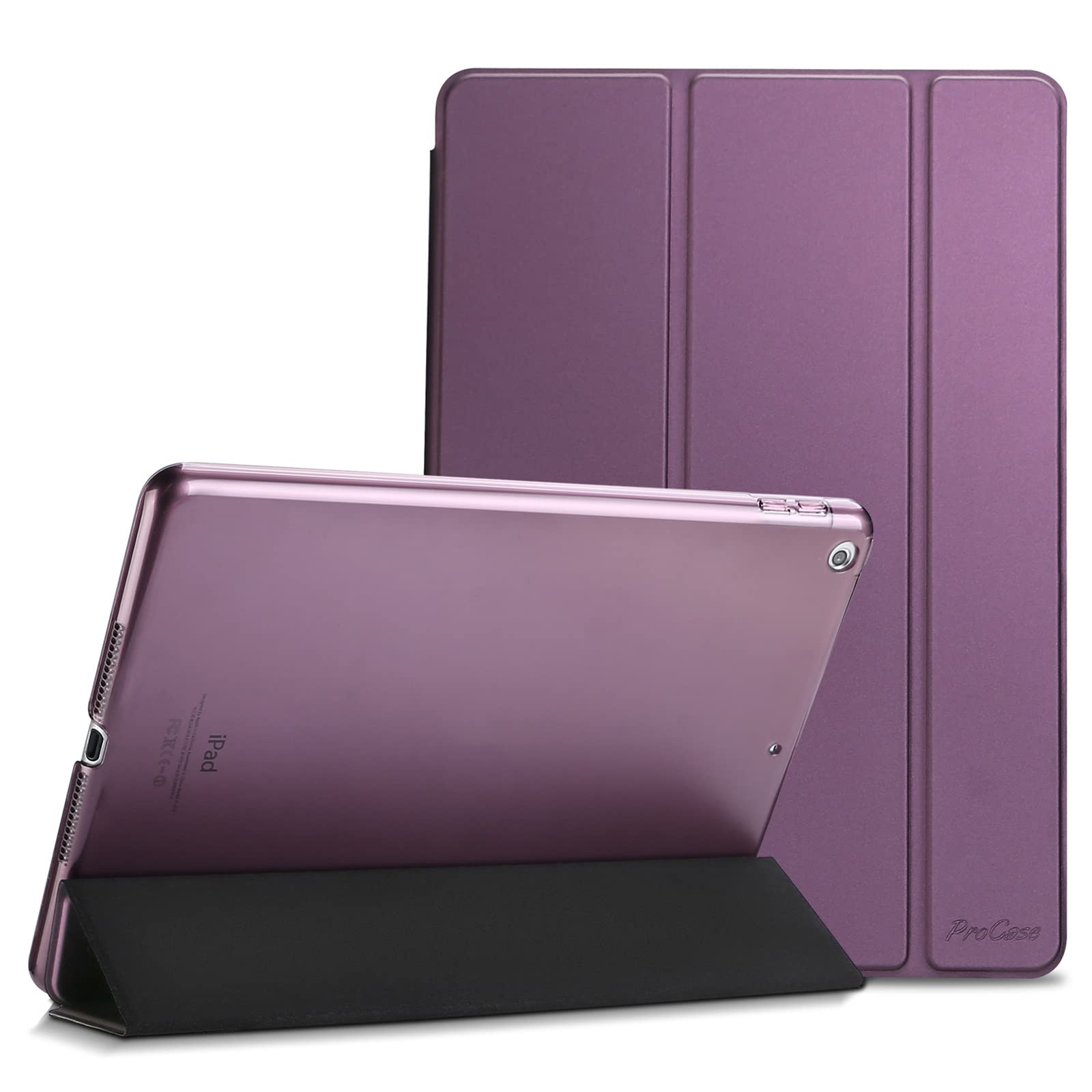 Procase Smart Case For Ipad 9.7 Inch Ipad 6Th/5Th Generation Case 2018 2017(Model: A1893 A1954 A1822 A1823), Ultra Slim Lightweight Stand Case With Translucent Frosted Back Smart Cover  Purple