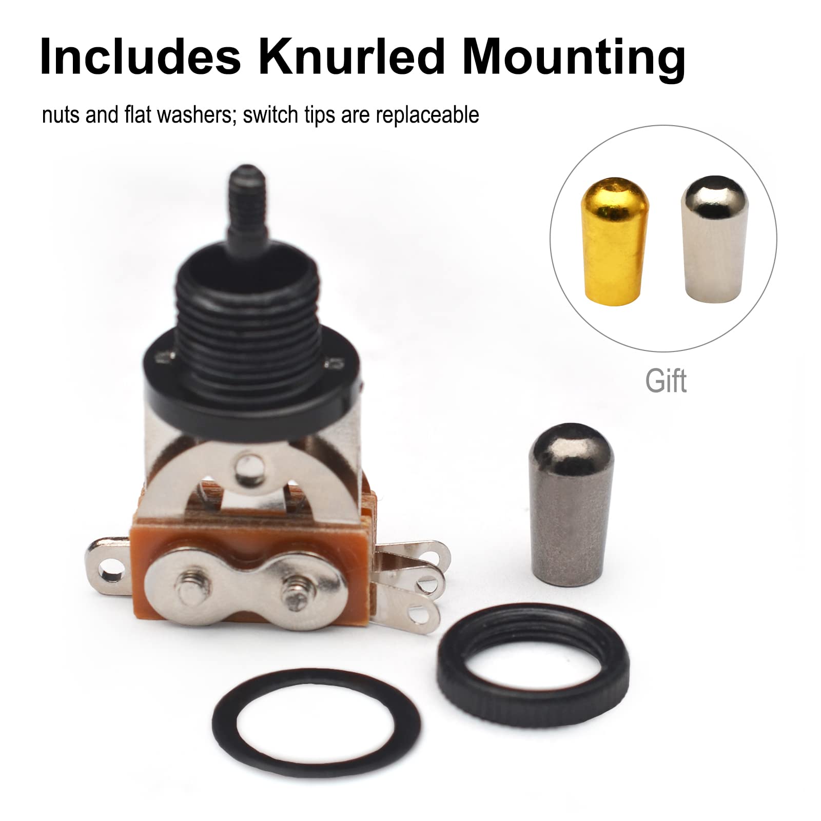 Maxcheer Metal 3 Way Guitar Pickup Switch Selector Pickup Toggle Switch Parts For Les Paul Gutiar Accessories (Black)