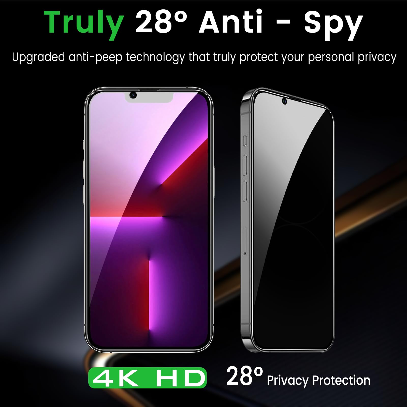 Nbiefuny 3 Pack Privacy Screen Protector For Iphone 13 6.1 Inch With 3 Pack Camera Lens Protector, Anti Spy Tempered Glass Film,