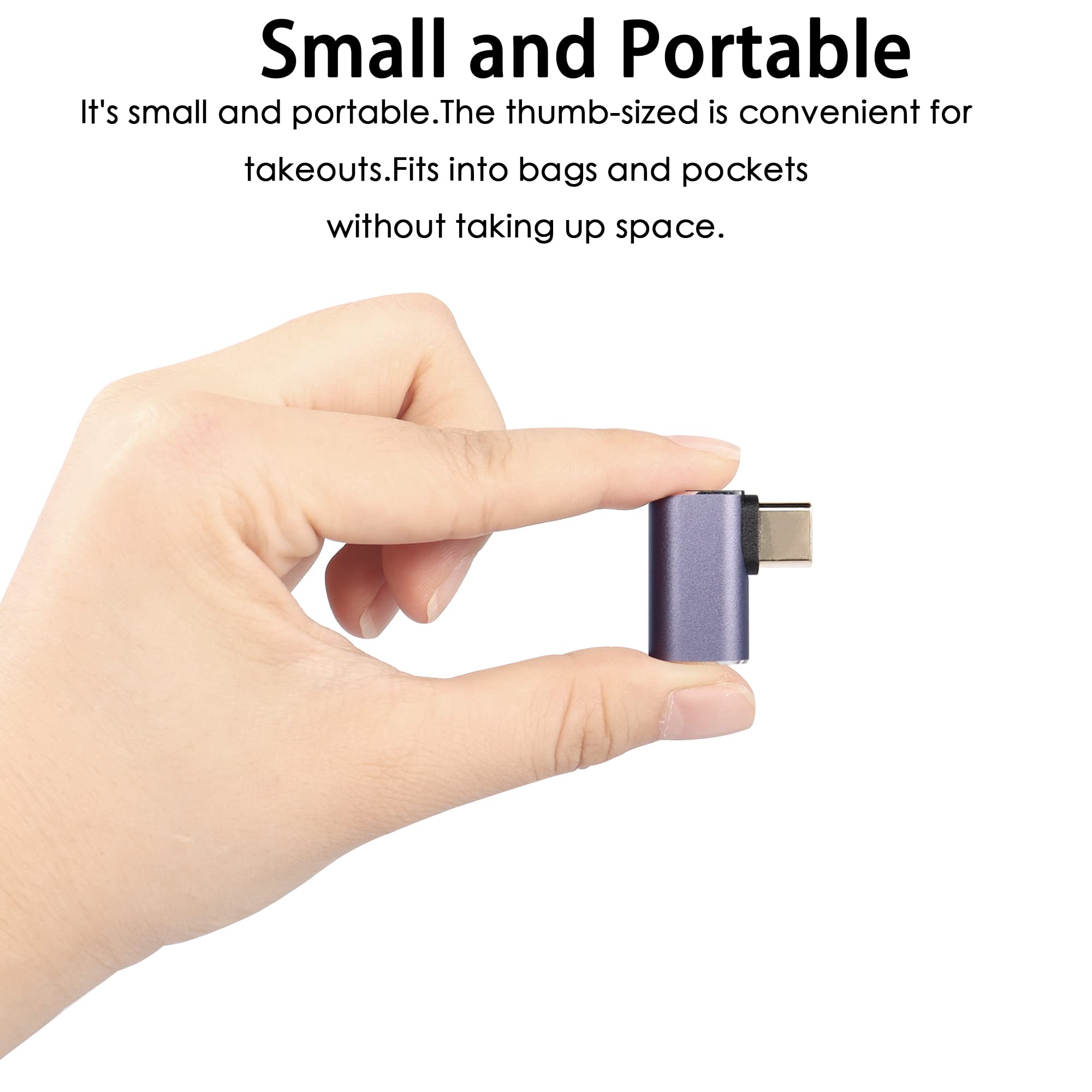 Gelrhonr Right Angle Usb C Adapter,40Gbps Type C Male To Female Converter,90 Degree Left Usb Type C Extender Adapter Support 100W, 8K@60Hz Video For Thunderbolt 4/3,Usb4 2Pack