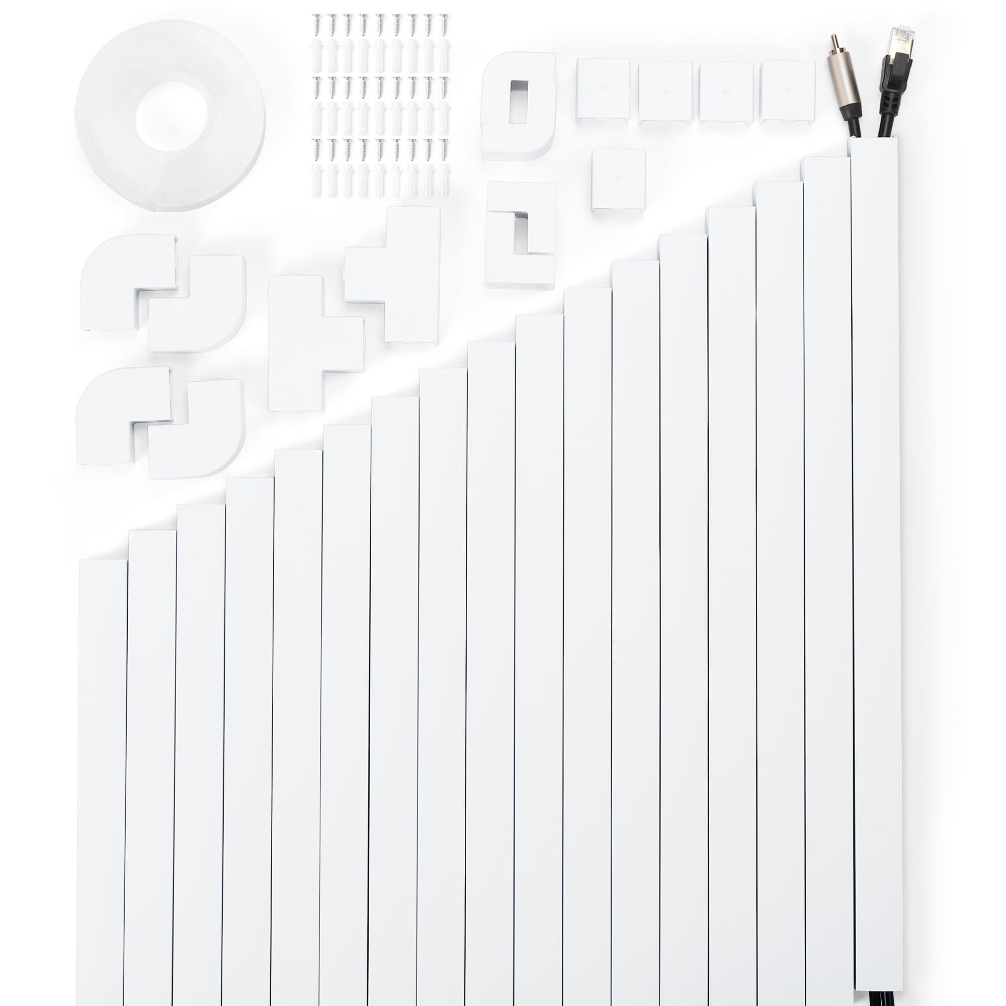 306In Cord Hider Kit, Cord Covers For Wires On Wall, Paintable Wire Cover For Cords, Cable Hider For Wall Mounted Tv, White Cord