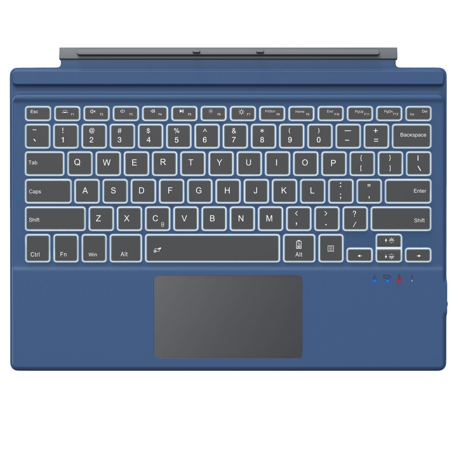 MoKo Type Cover Fit Microsoft Surface Pro 7 Plus/Pro 7/ Pro 6/ Pro 5/Pro 4/3, Ultra Slim Wireless Bluetooth Tablet Keyboard with Trackpad, 7 Color LED Backlit, Built in Rechargeable Battery, Indigo