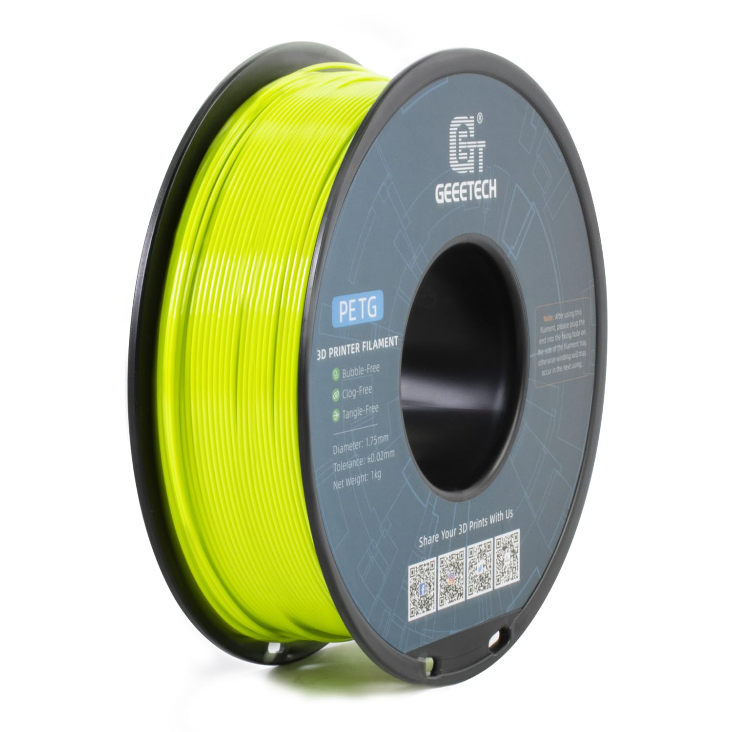 Geeetech PETG Filament 1.75mm, 1 KG (2.2lbs) Spool 3D Filament, High-Toughness, 0.02mm Accuracy, Neatly Wound & Moistureproof, N
