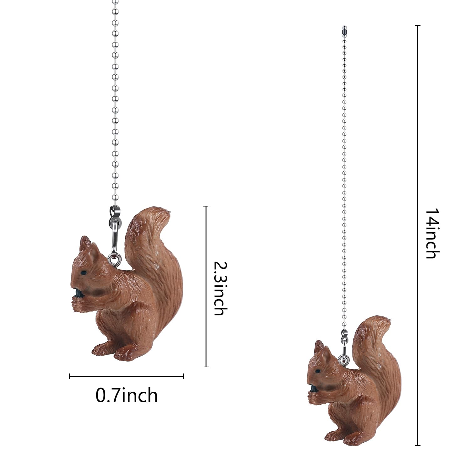 Dotlite Squirrel Ceiling Fan Pull Chain,Cute Realistic Squirrel Animal Fan String Pulls Charm Extension Decorative,12In 3Mm Diam