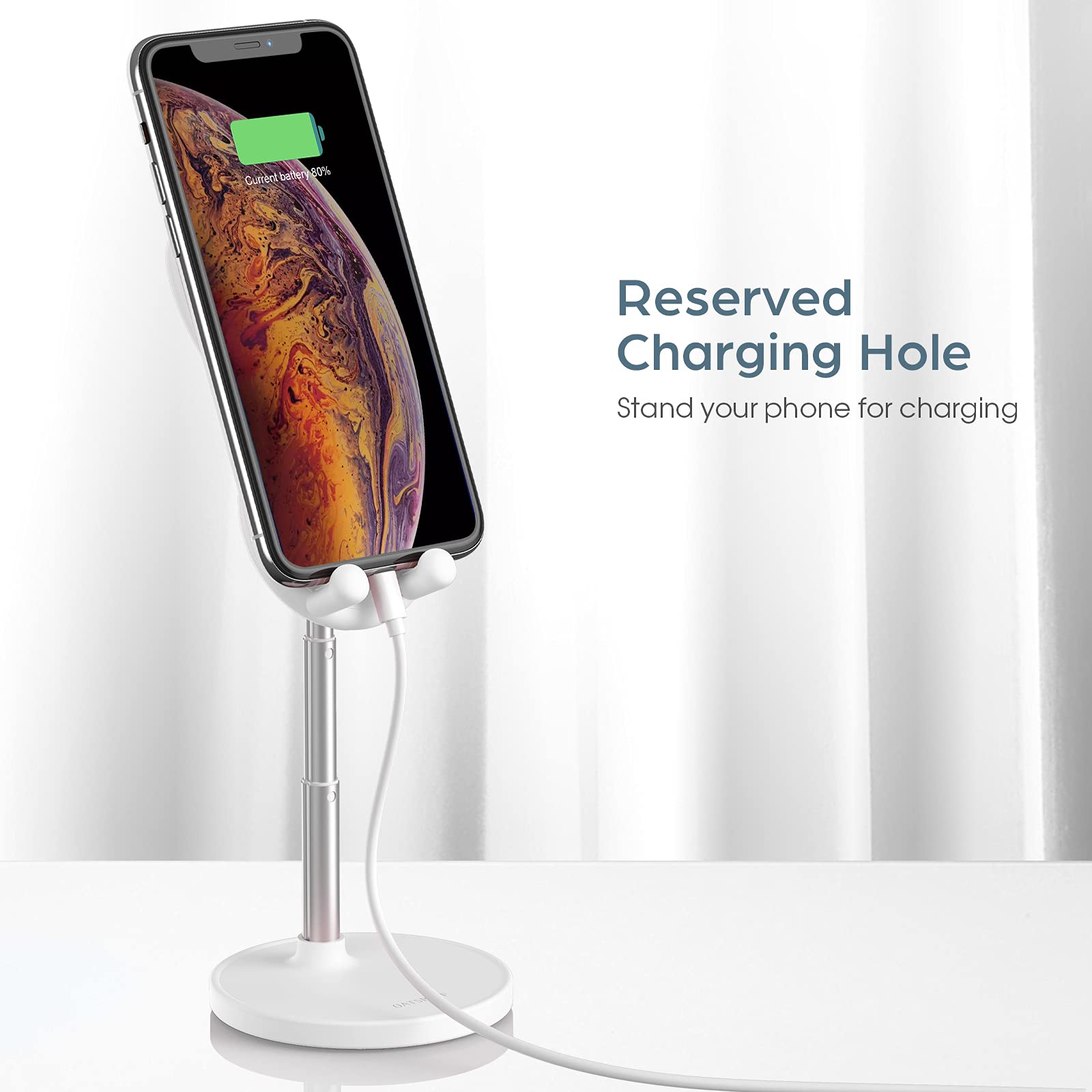 Cell Phone Stand,Angle Height Adjustable Bunny Phone Stand For Desk,Cute Rabbit Phone Holder Stand For Desk, Compatible With All