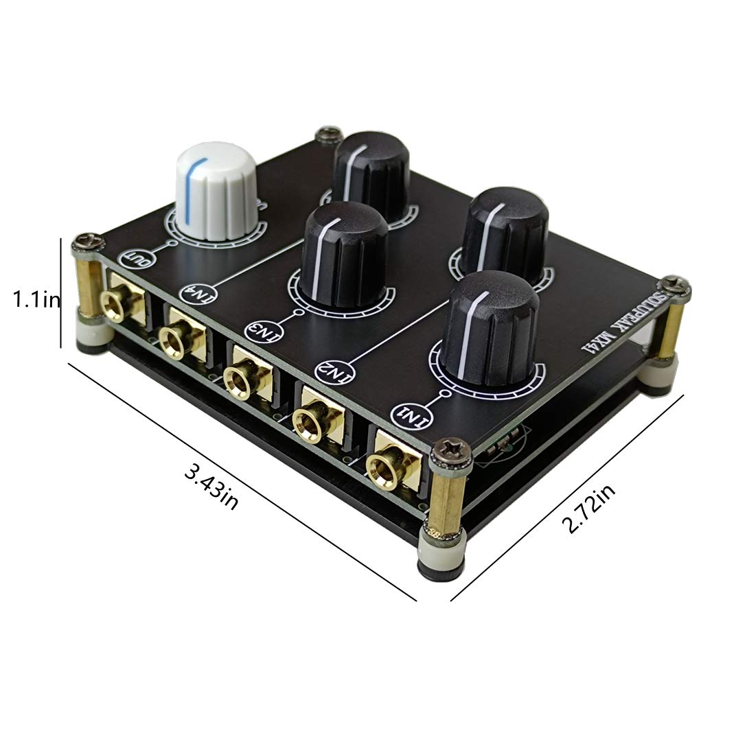 Solupeak Mini 4 Way Audio Mixer Stereo 4 In 1 Out Aux, Passive 3.5Mm Line Levels Control Mx41